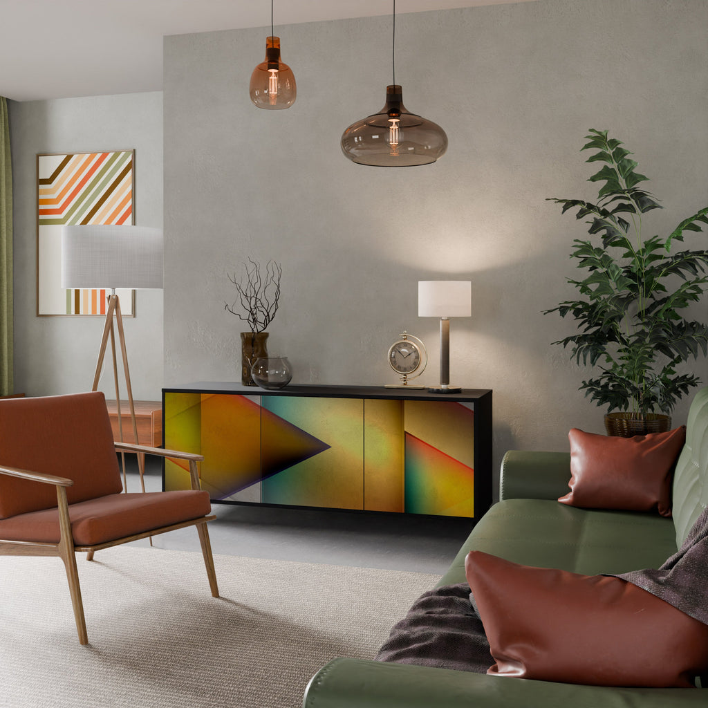 PIERCING SHARPNESS Aparador de 3 Portas em Acabamento Preto