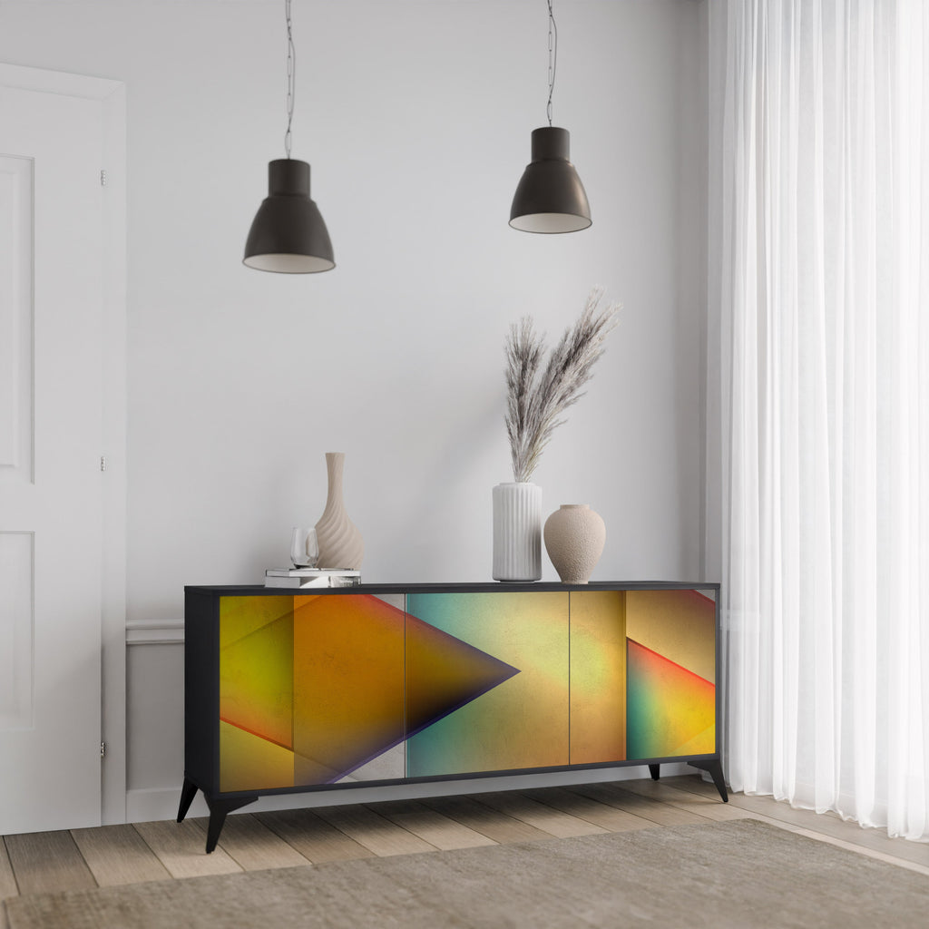 PIERCING SHARPNESS Aparador de 3 Portas em Acabamento Preto