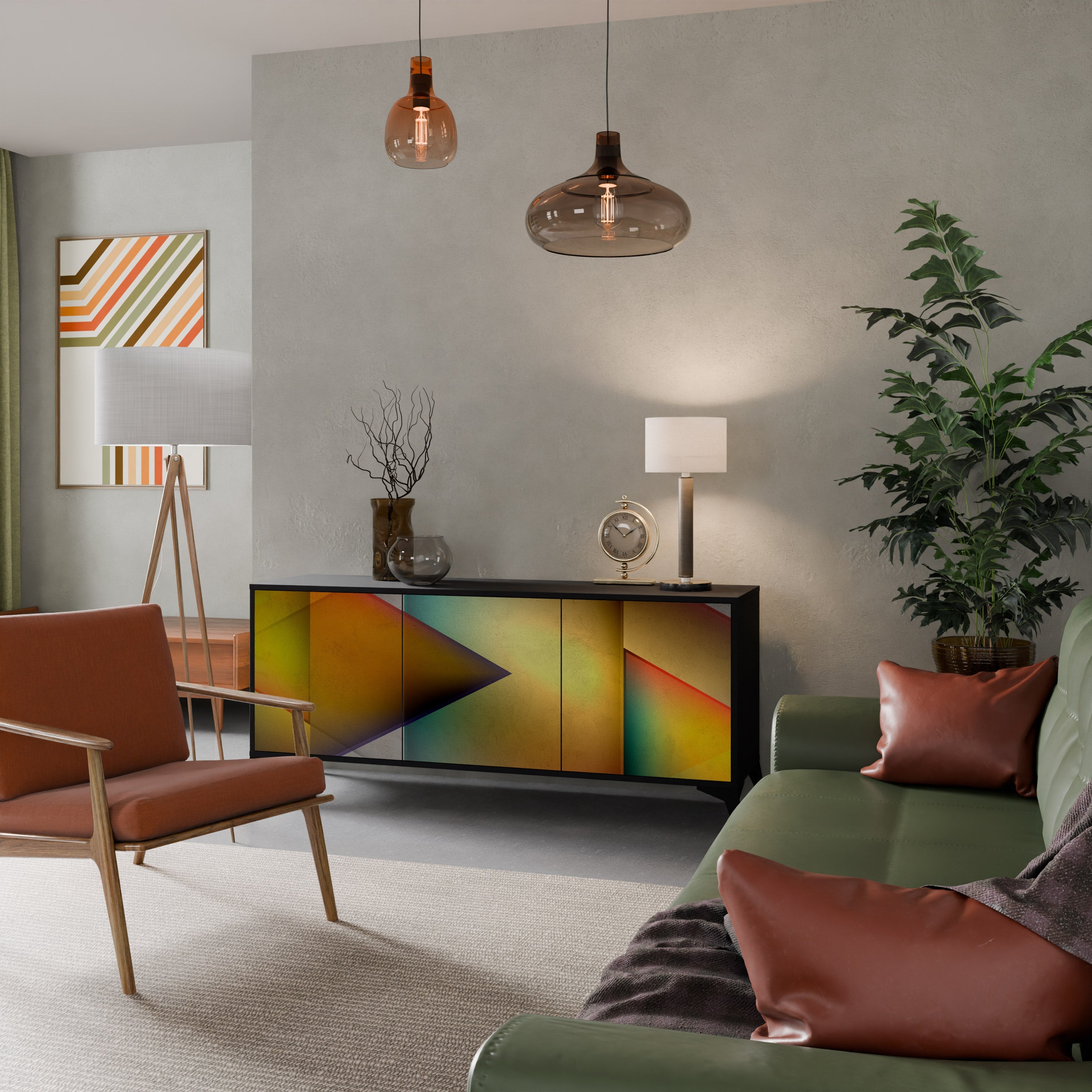 PIERCING SHARPNESS Aparador de 3 Portas em Acabamento Preto