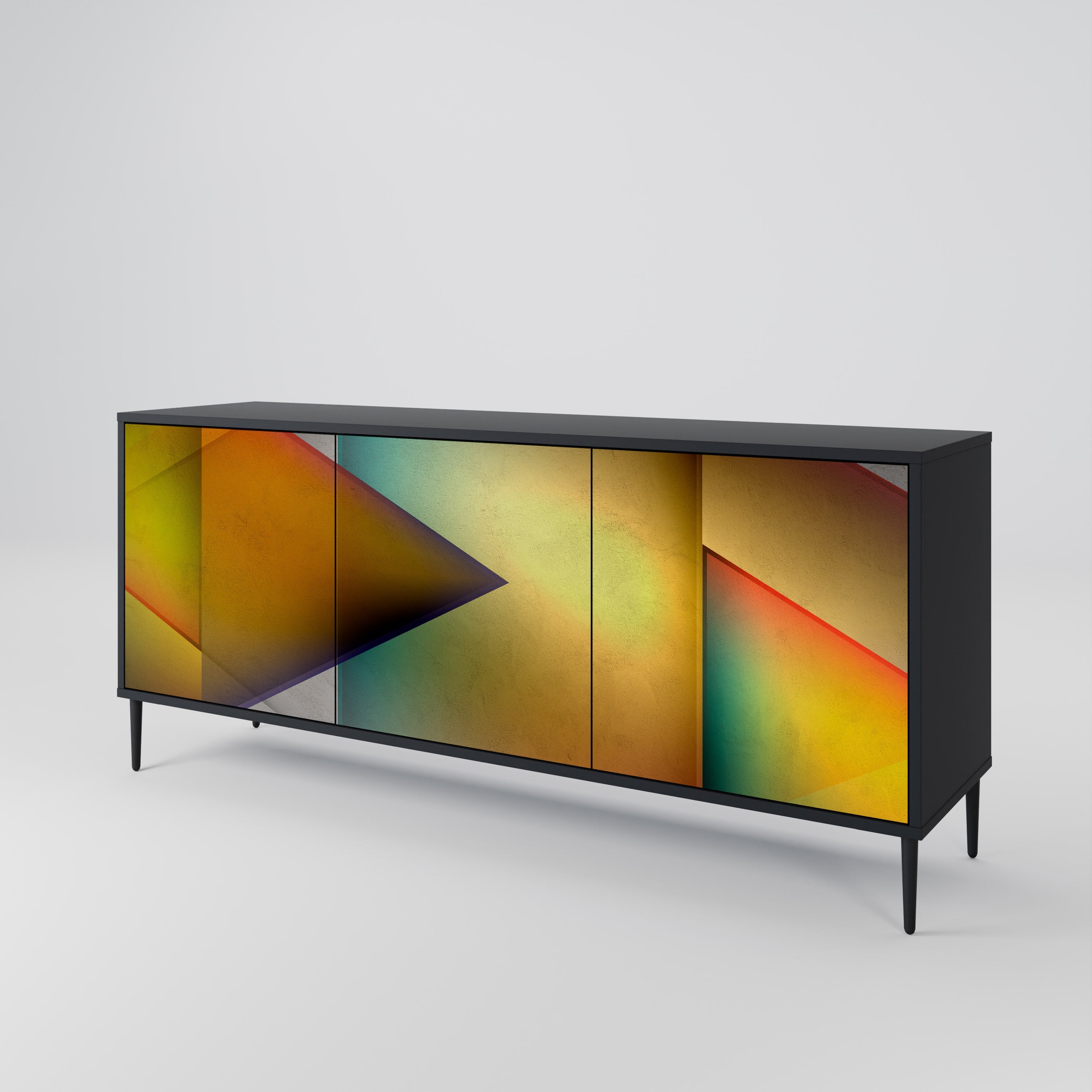 PIERCING SHARPNESS 3-Door Sideboard in Black Finish