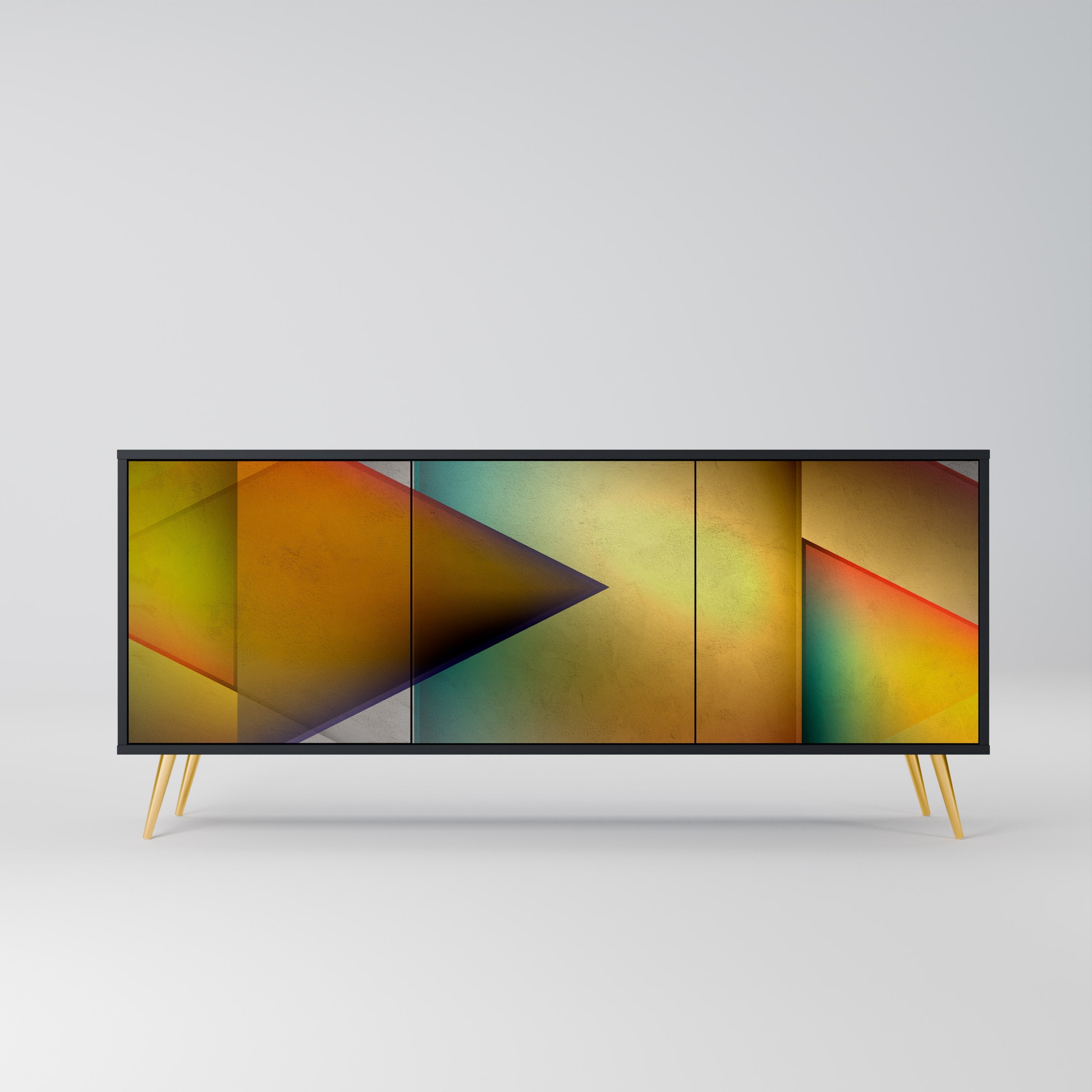 PIERCING SHARPNESS 3-Door Sideboard in Black Finish