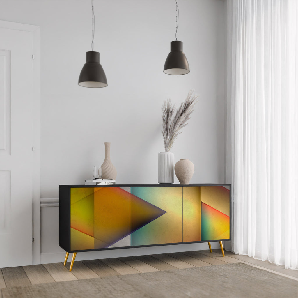 PIERCING SHARPNESS Aparador de 3 Portas em Acabamento Preto