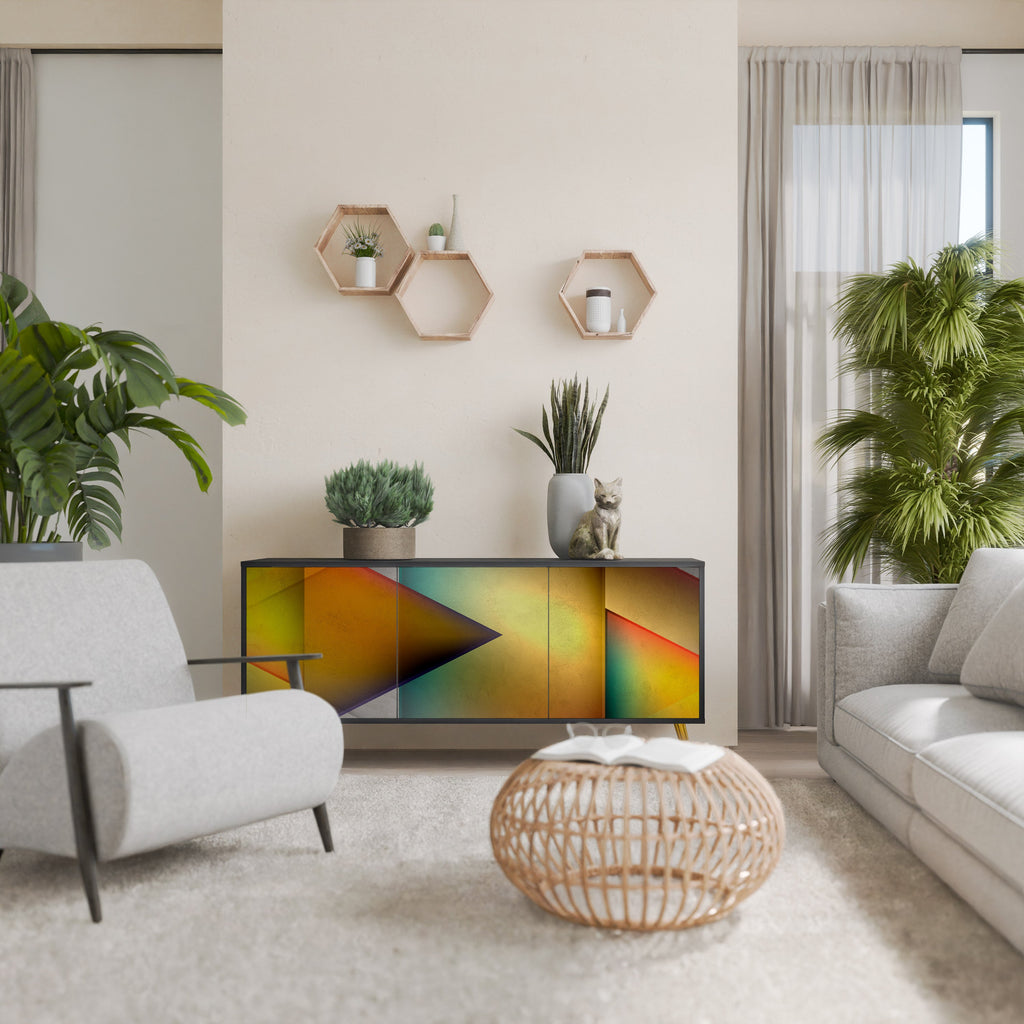 PIERCING SHARPNESS Aparador de 3 Portas em Acabamento Preto