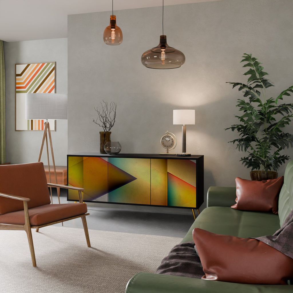 PIERCING SHARPNESS Aparador de 3 Portas em Acabamento Preto