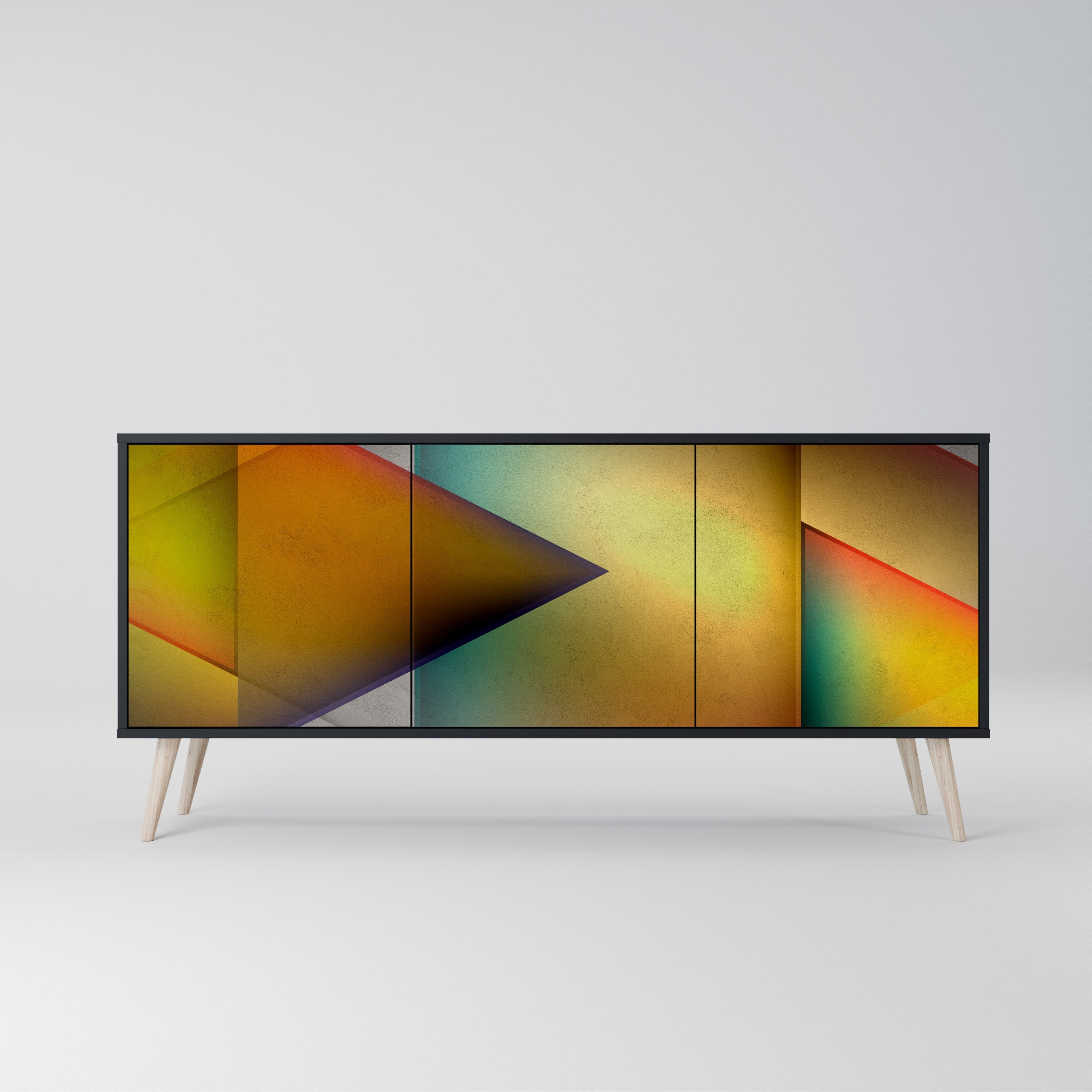 PIERCING SHARPNESS 3-Door Sideboard in Black Finish