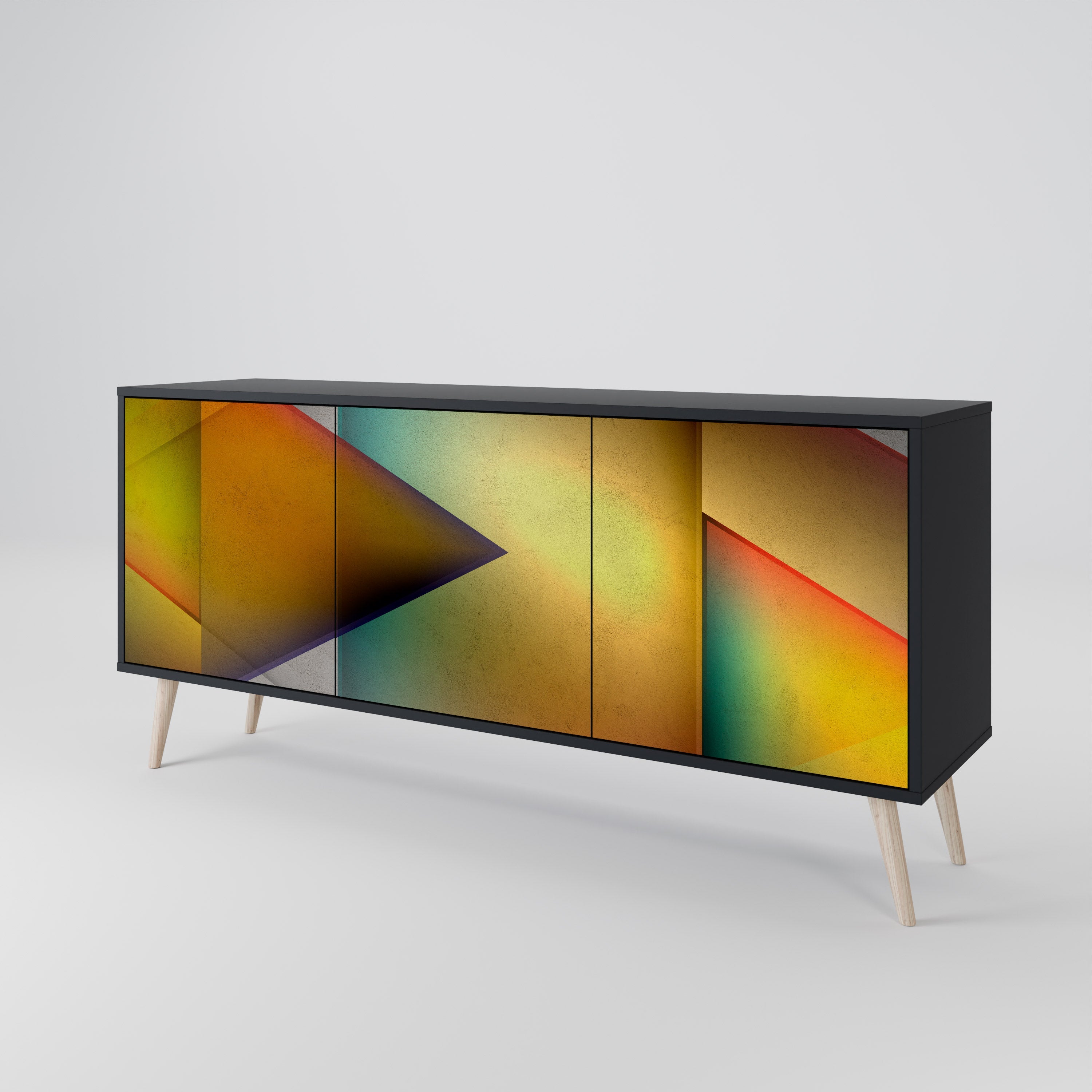 PIERCING SHARPNESS Aparador de 3 Portas em Acabamento Preto