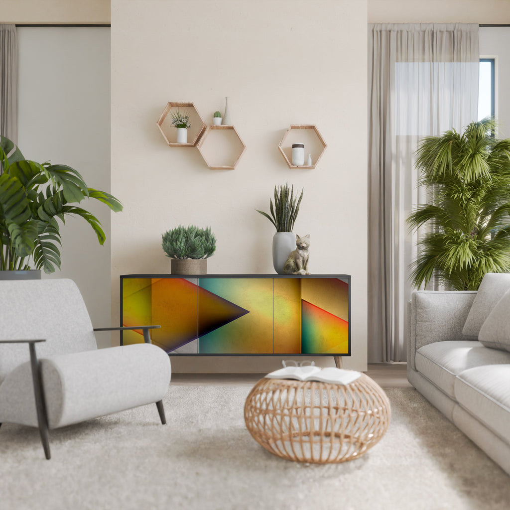 PIERCING SHARPNESS Aparador de 3 Portas em Acabamento Preto