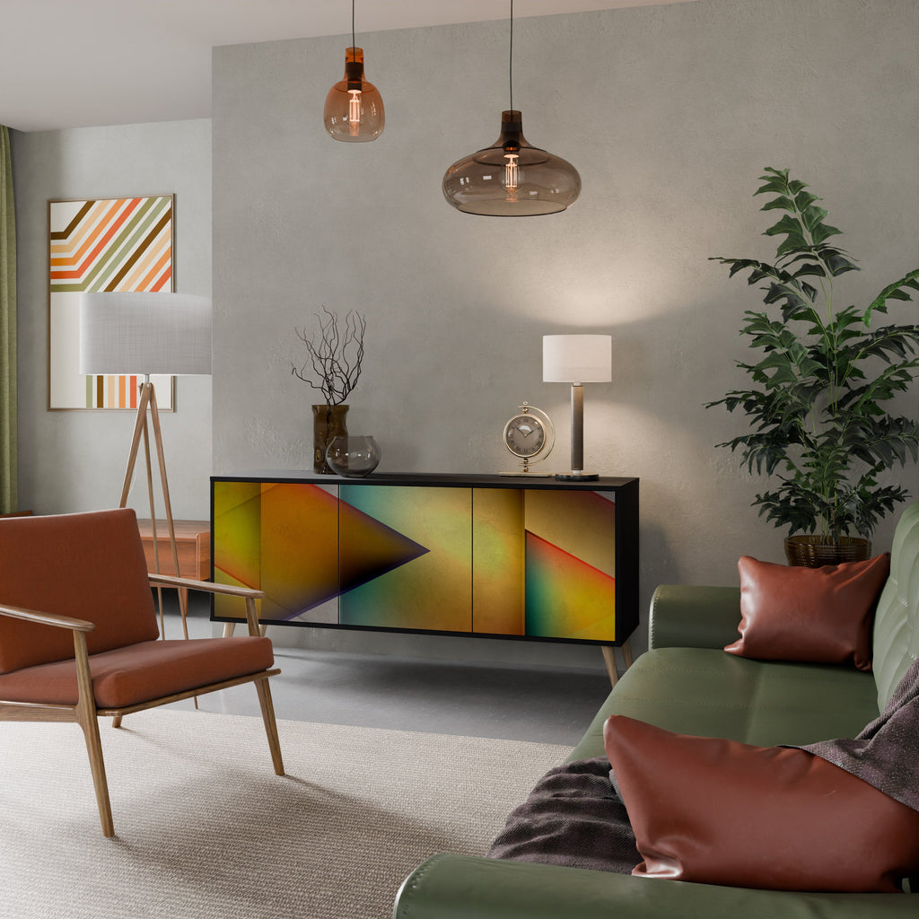 PIERCING SHARPNESS Aparador de 3 Portas em Acabamento Preto