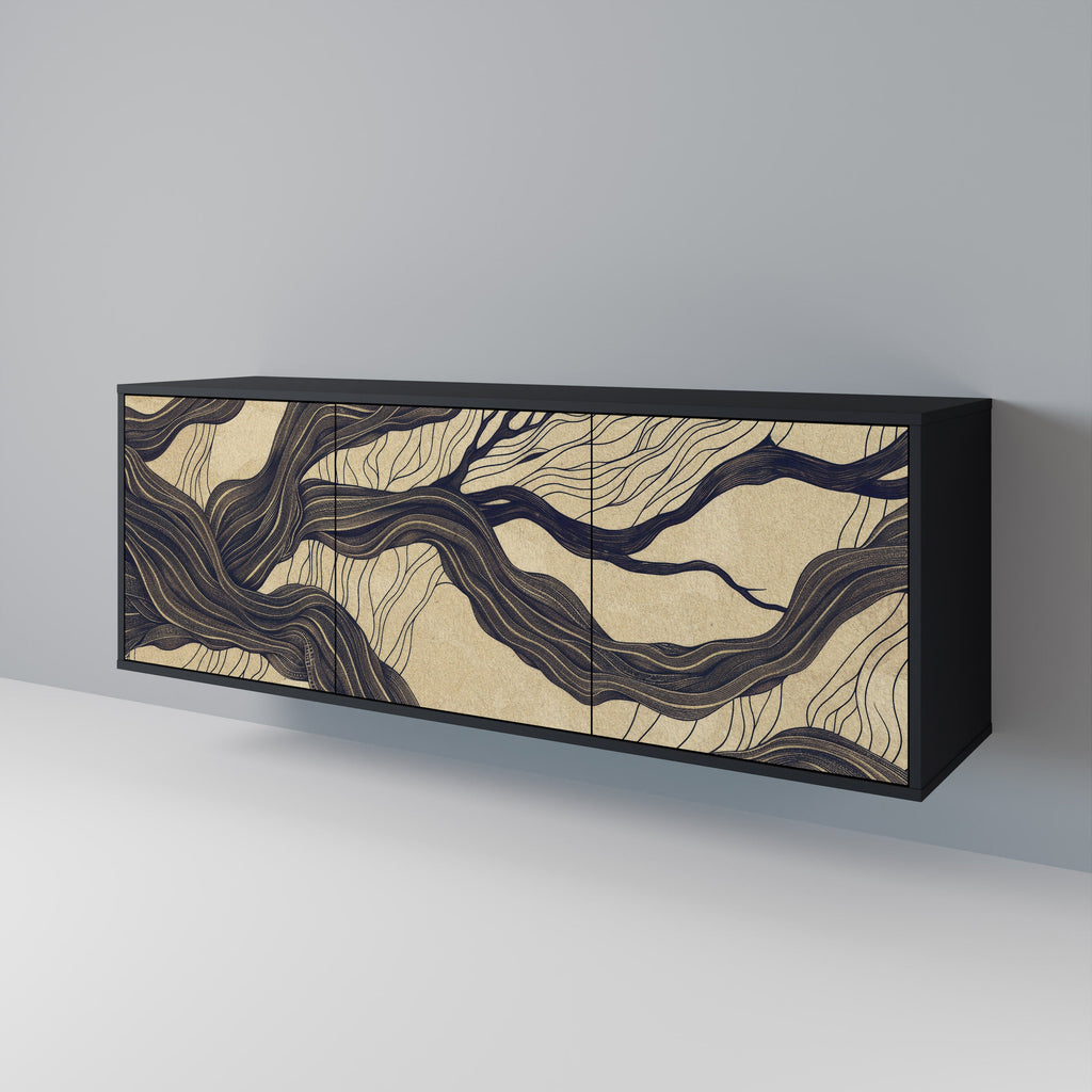 UNIFIED FRAGMENTS 3-Door Sideboard in Black Finish