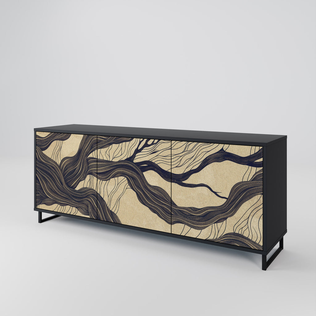 UNIFIED FRAGMENTS 3-Door Sideboard in Black Finish