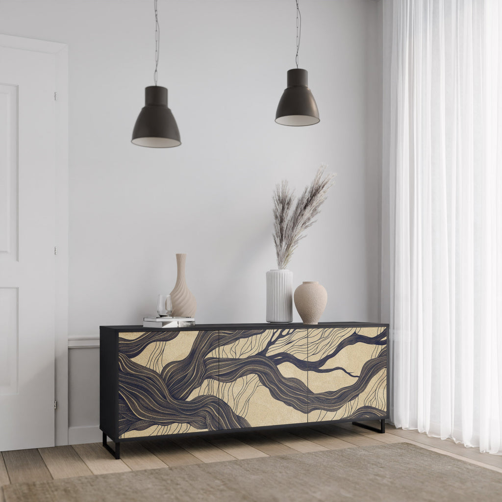 UNIFIED FRAGMENTS 3-Door Sideboard in Black Finish
