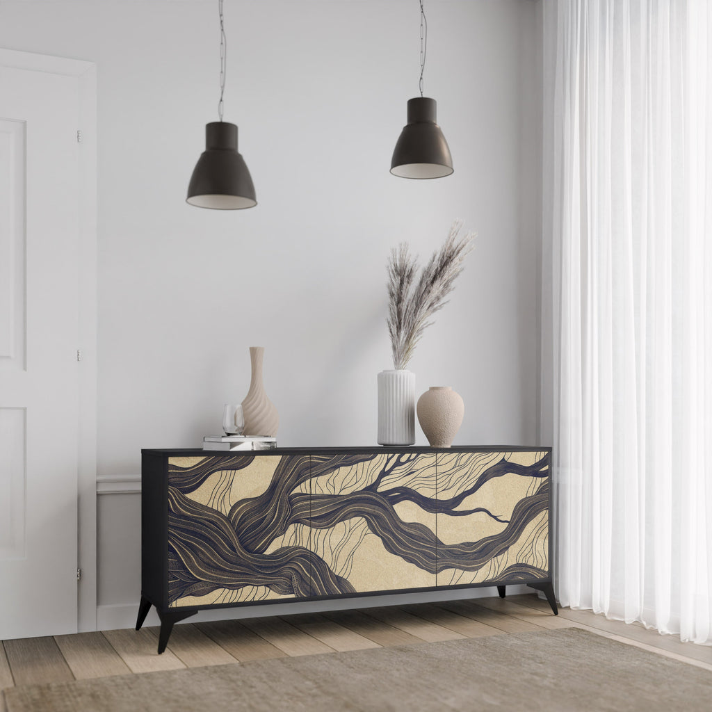 UNIFIED FRAGMENTS 3-Door Sideboard in Black Finish