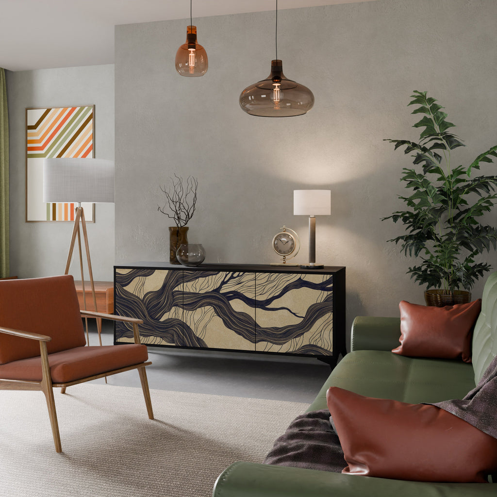 UNIFIED FRAGMENTS 3-Door Sideboard in Black Finish