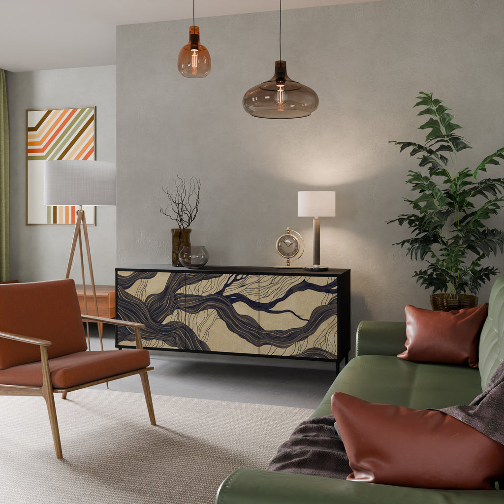 UNIFIED FRAGMENTS 3-Door Sideboard in Black Finish