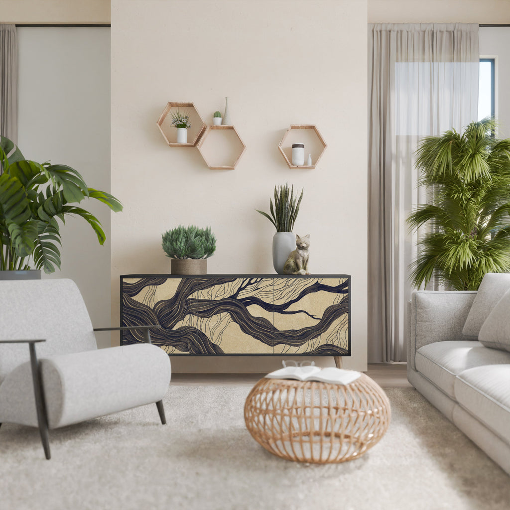 UNIFIED FRAGMENTS 3-Door Sideboard in Black Finish