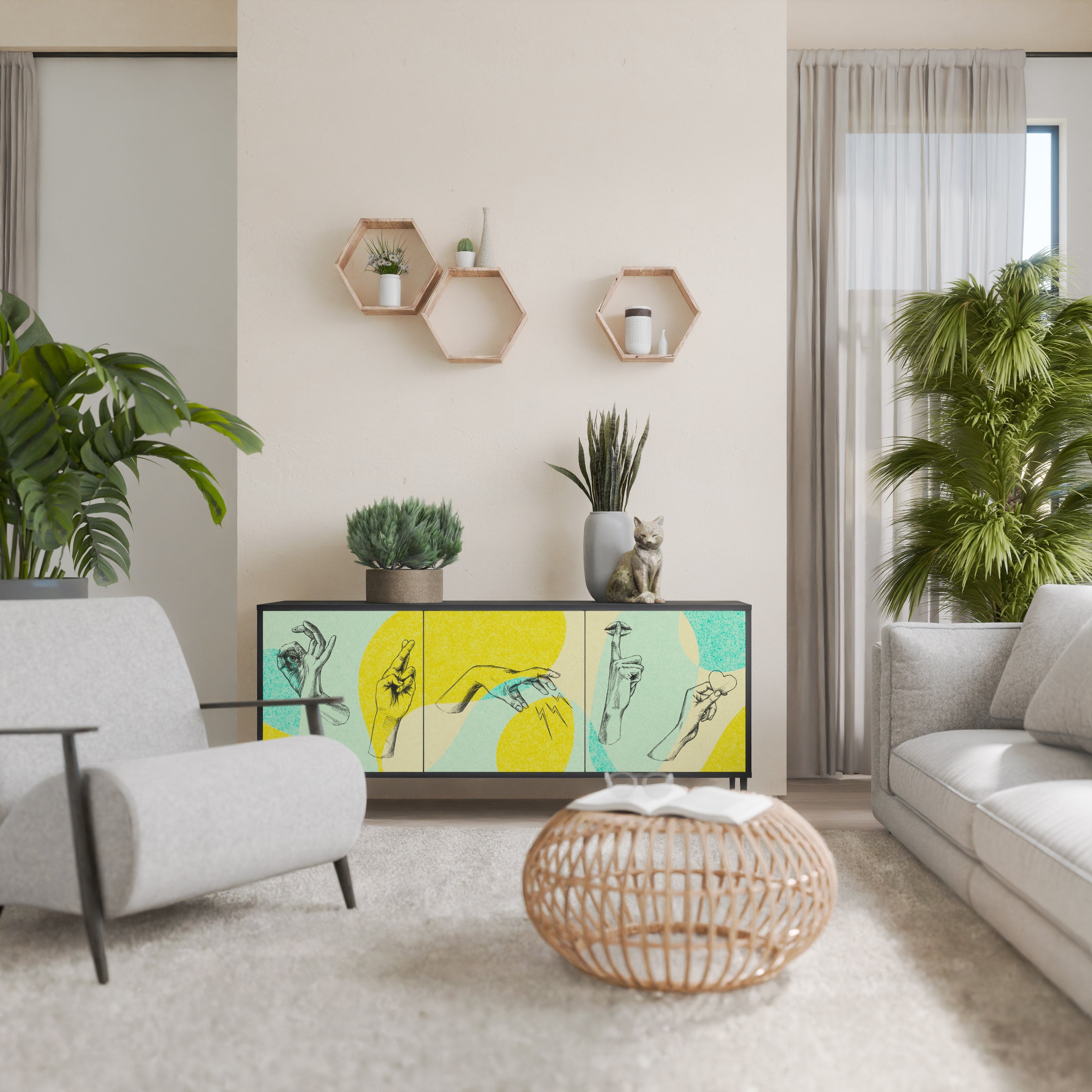 BODY LANGUAGE 3-Door Sideboard in Black Finish