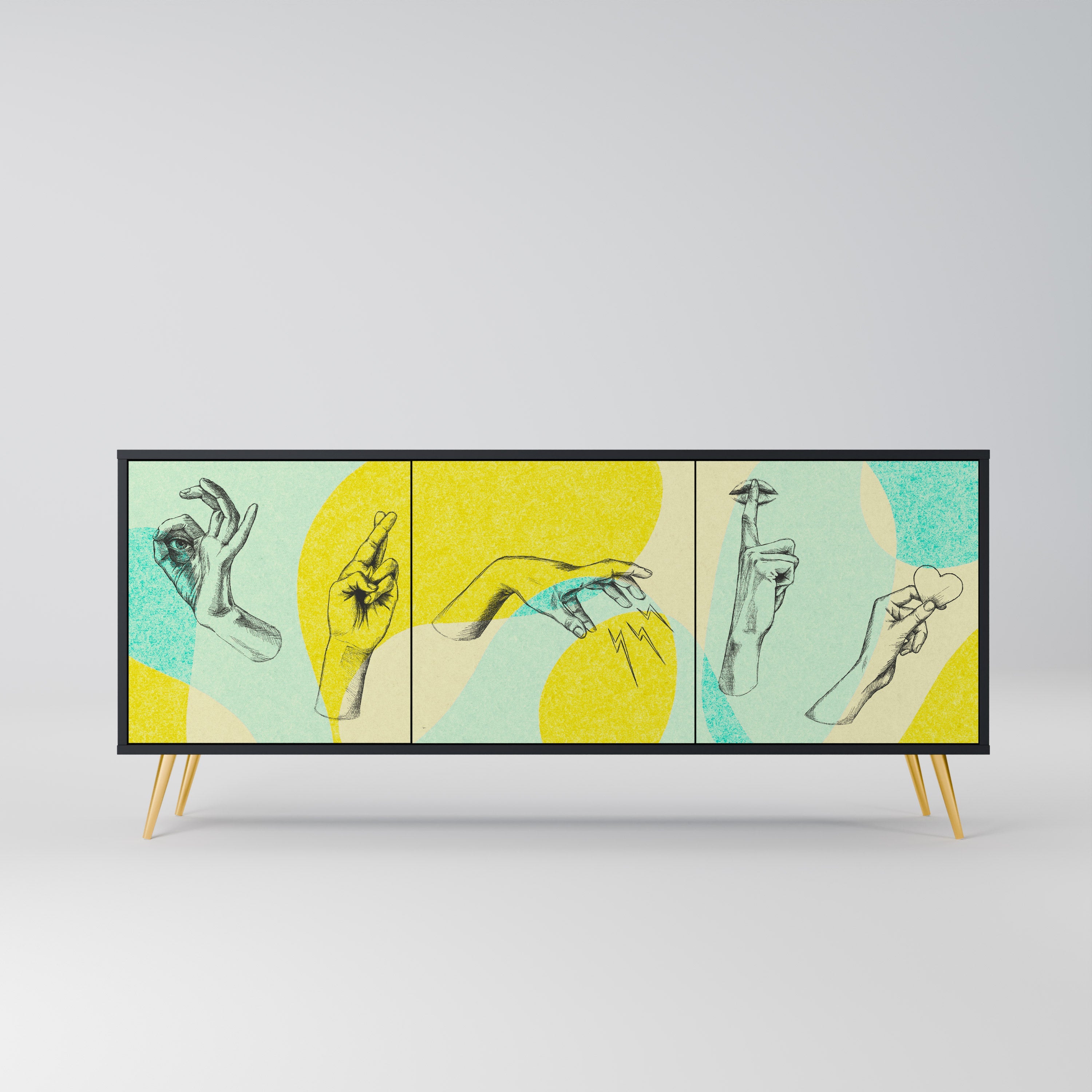 BODY LANGUAGE 3-Door Sideboard in Black Finish