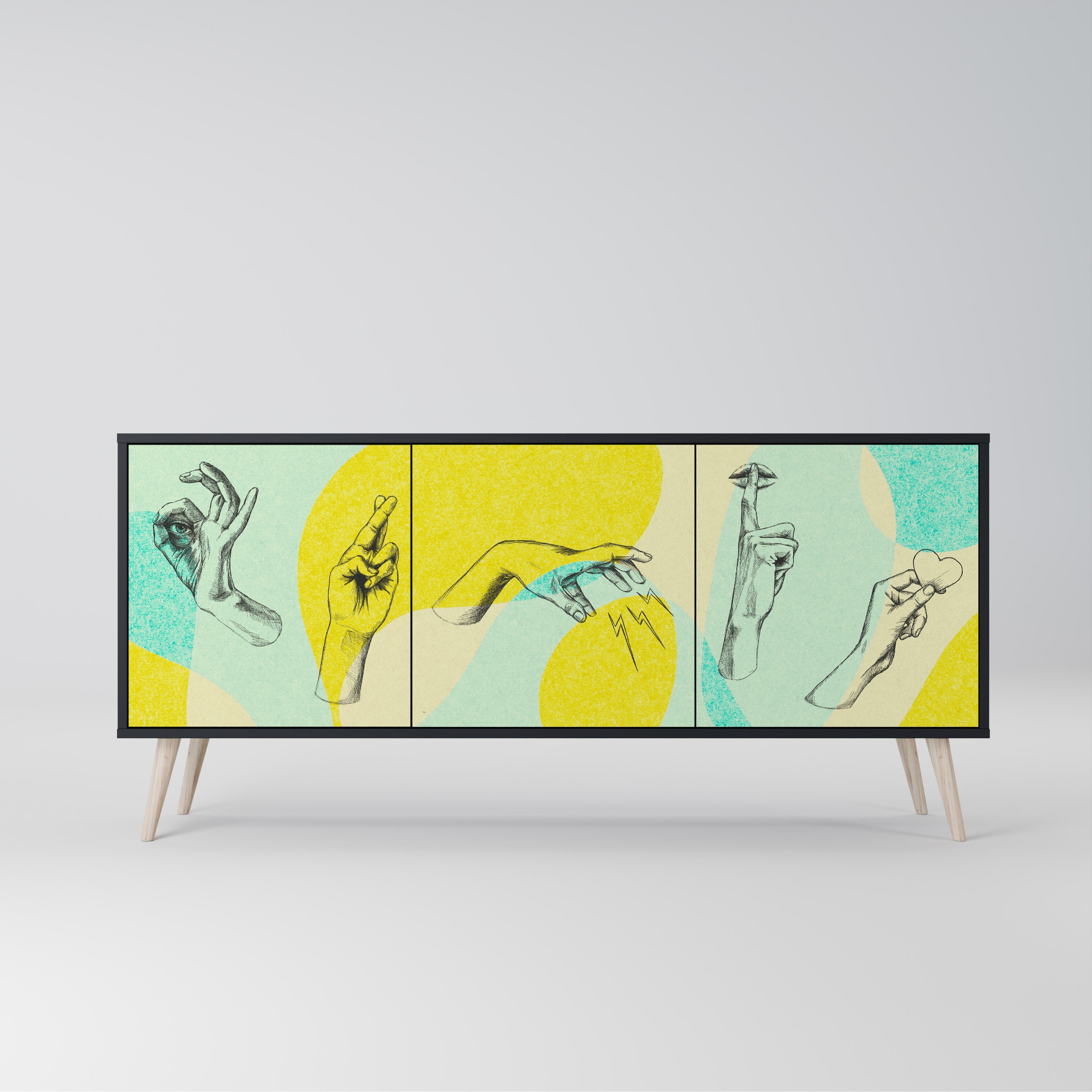 BODY LANGUAGE 3-Door Sideboard in Black Finish