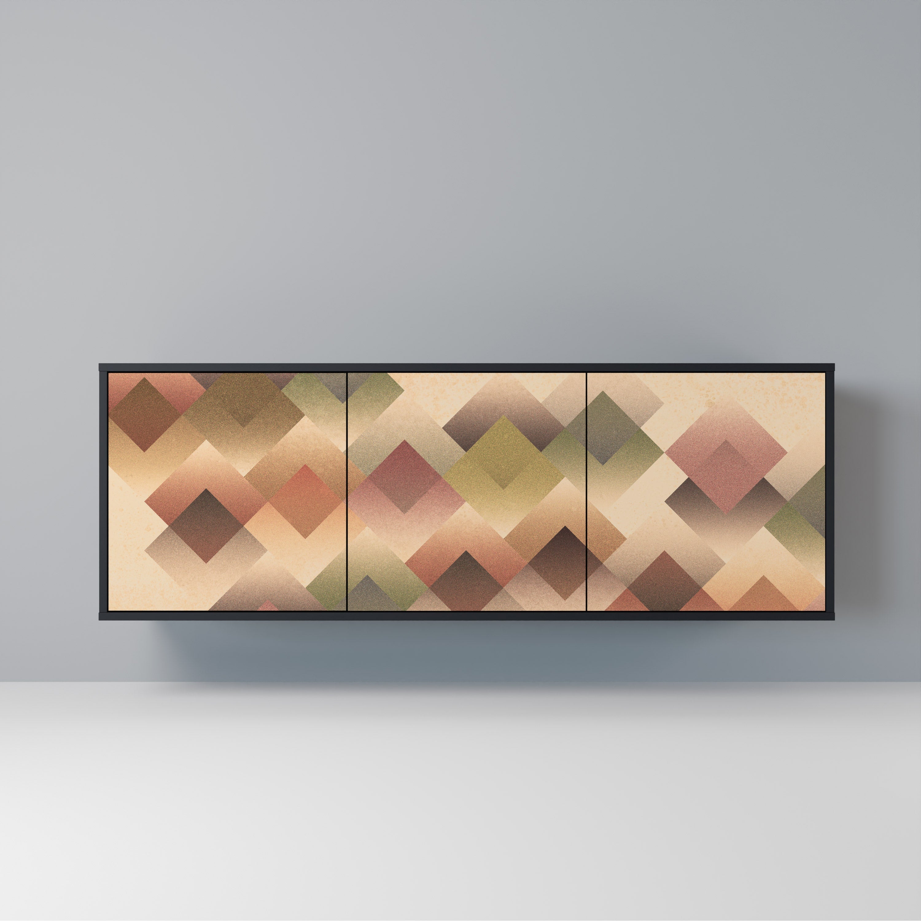 GEOMETRIC FUSION 3-Door Sideboard in Black Finish