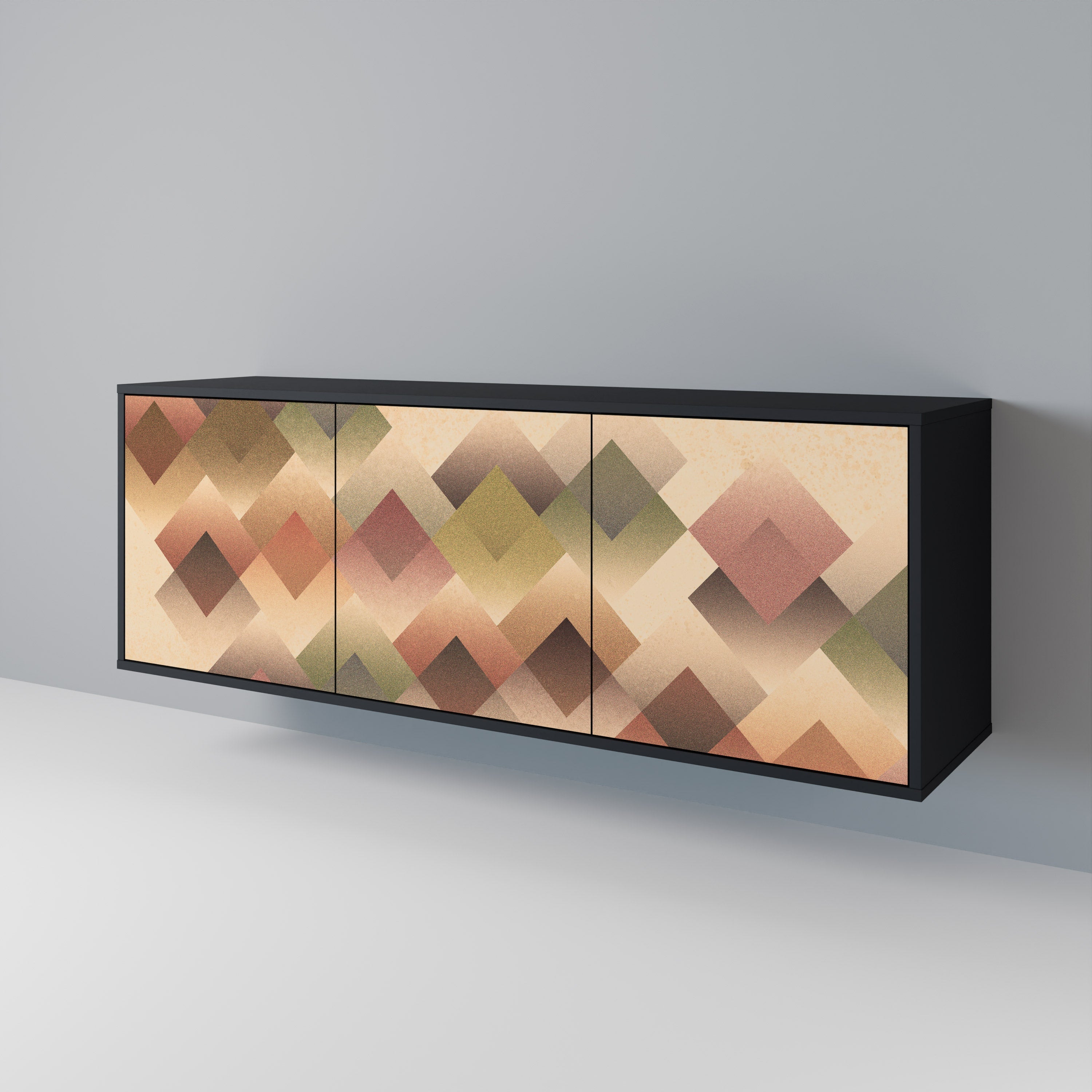 GEOMETRIC FUSION 3-Door Sideboard in Black Finish