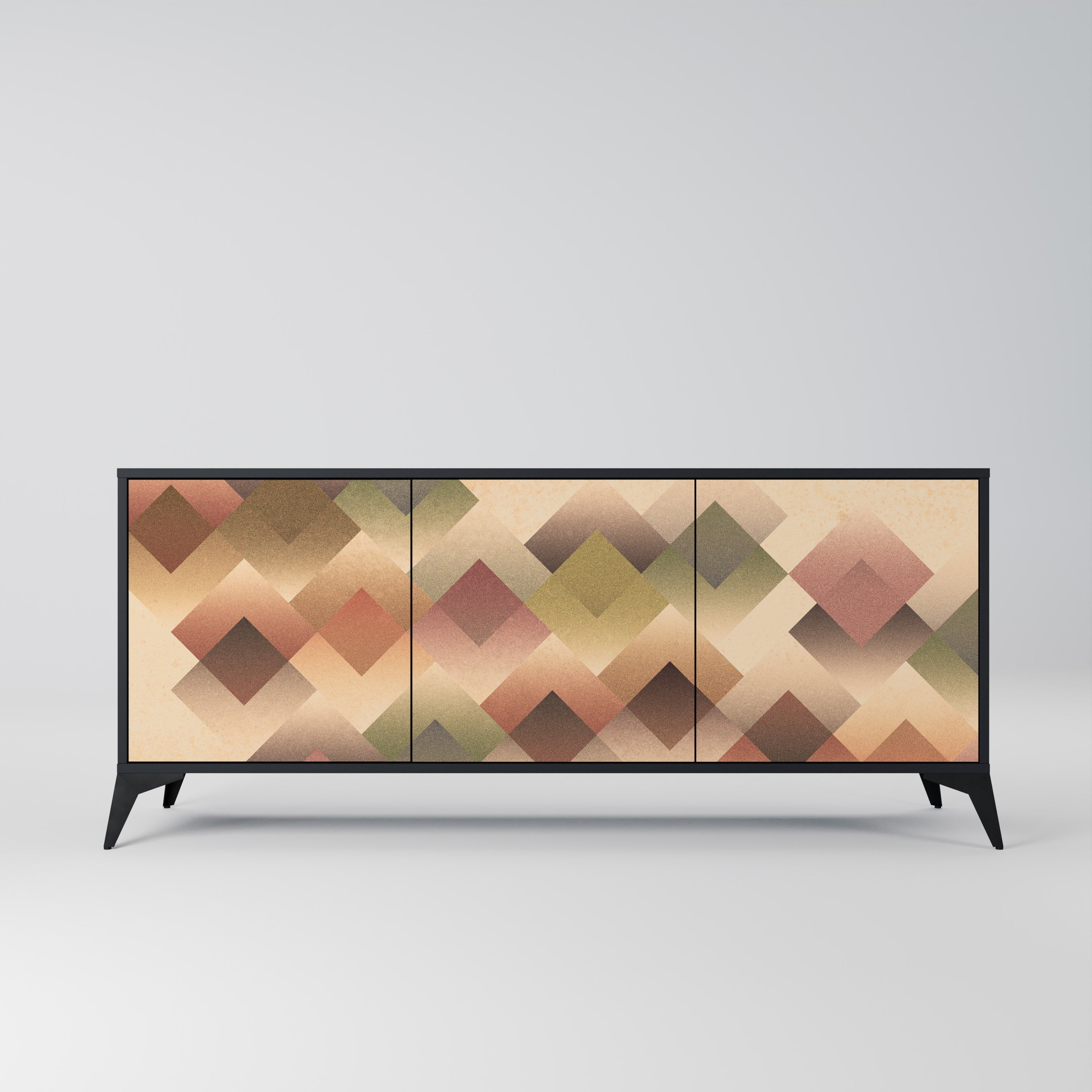GEOMETRIC FUSION 3-Door Sideboard in Black Finish