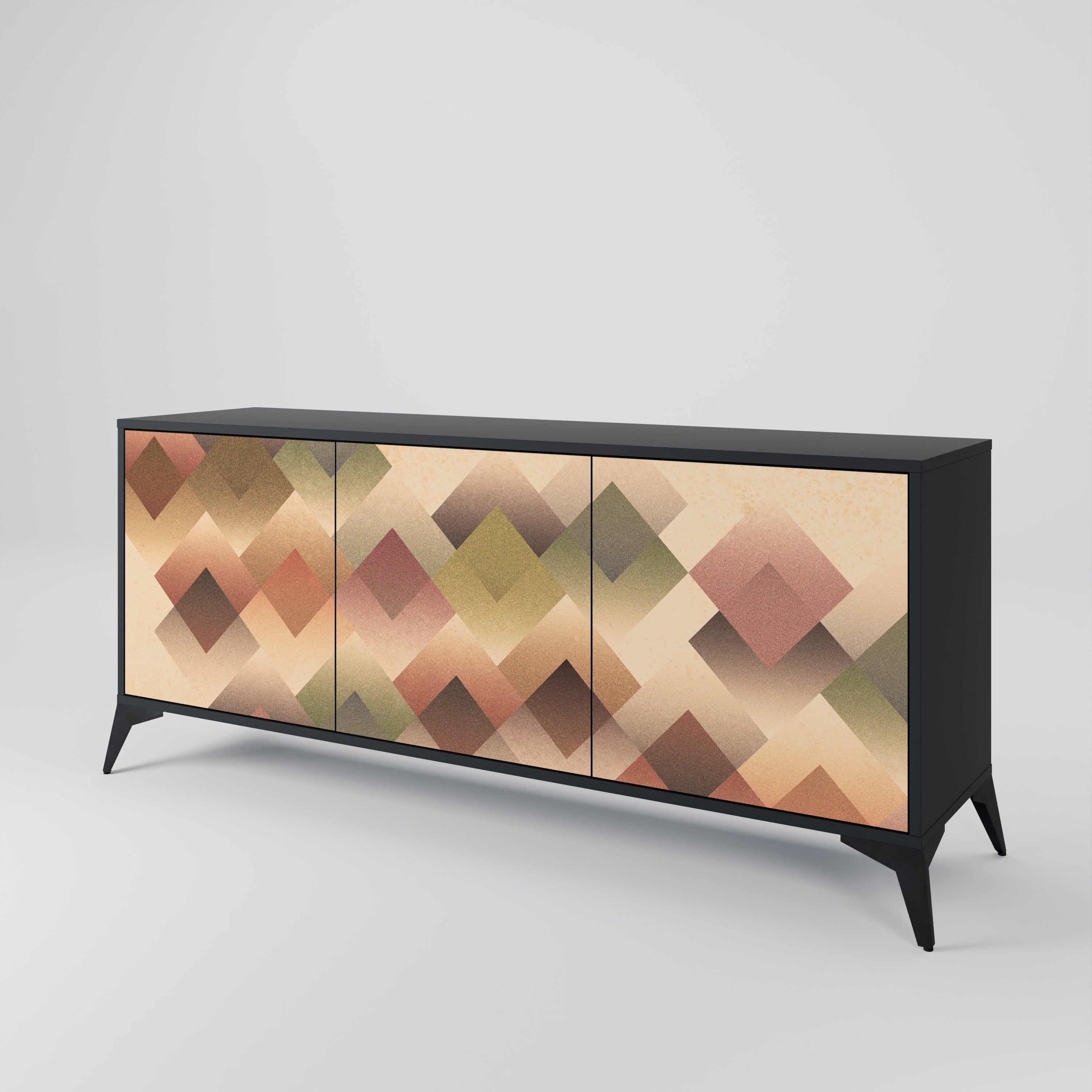 GEOMETRIC FUSION 3-Door Sideboard in Black Finish