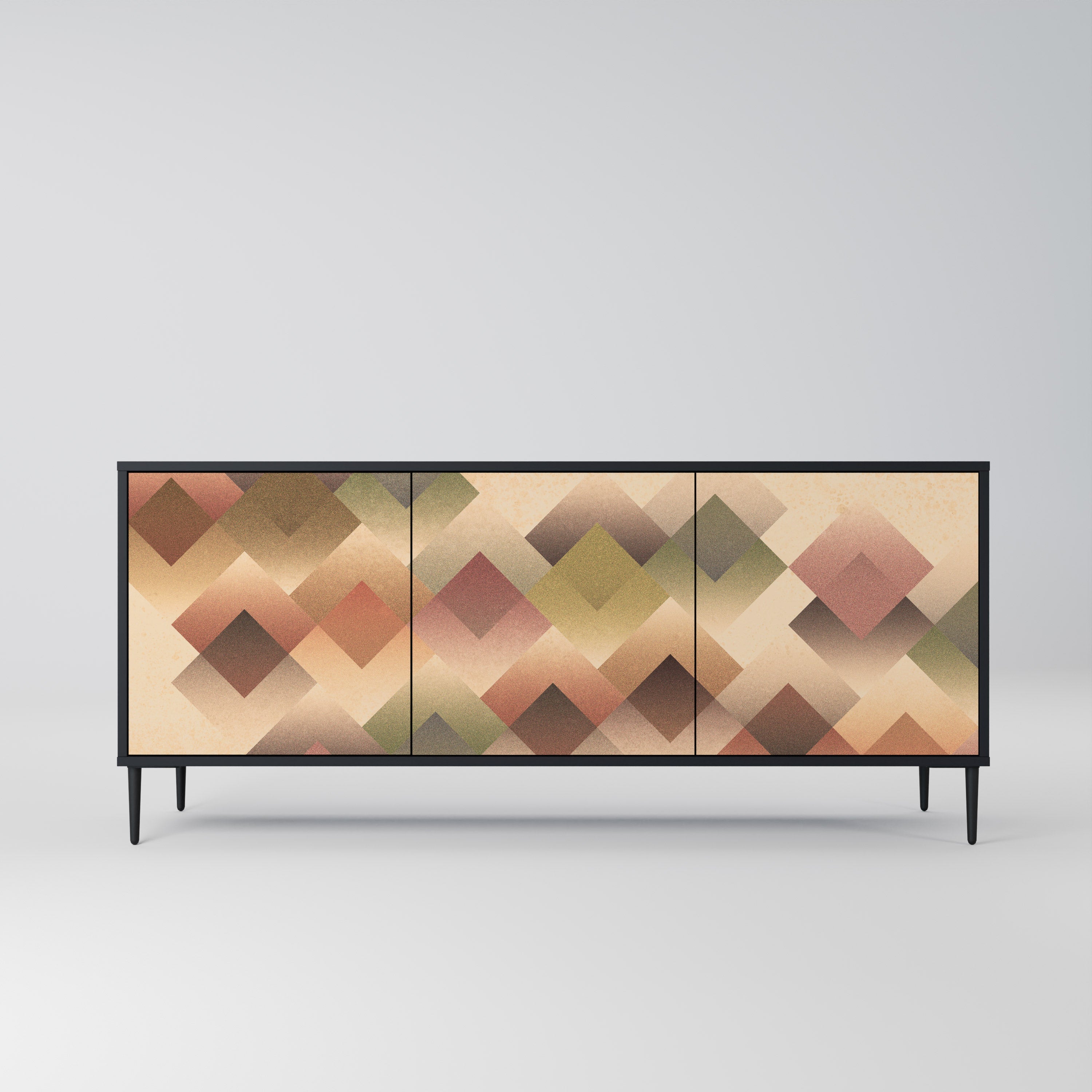 GEOMETRIC FUSION 3-Door Sideboard in Black Finish