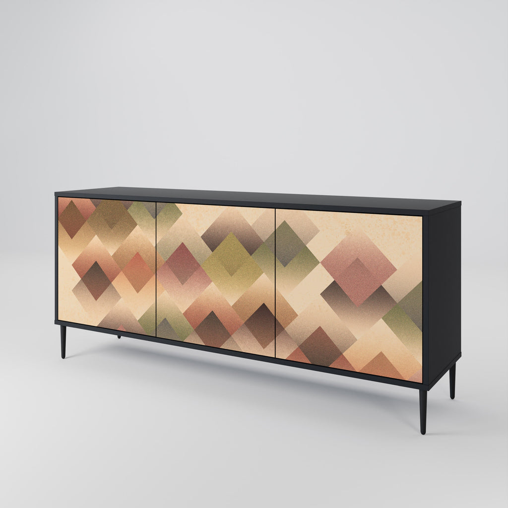 GEOMETRIC FUSION 3-Door Sideboard in Black Finish