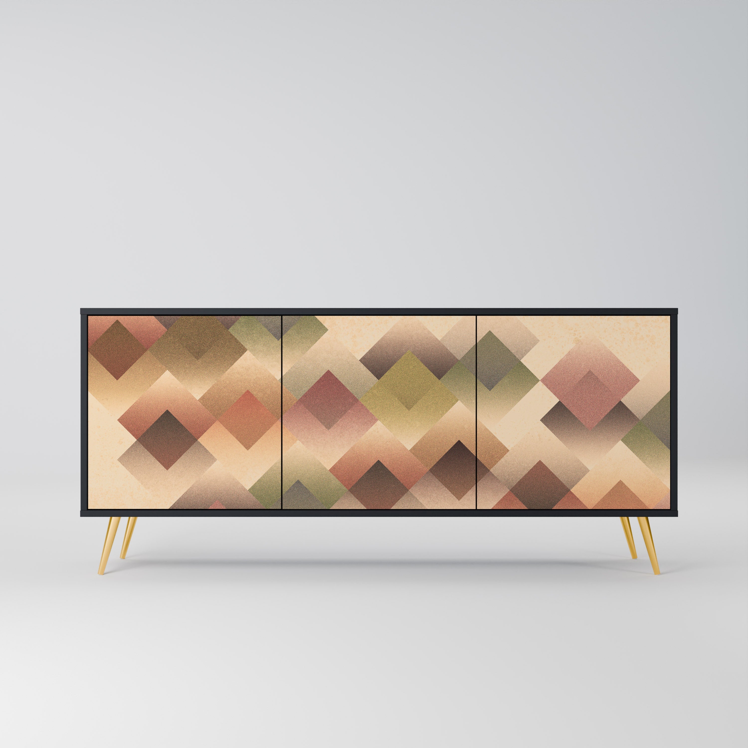 GEOMETRIC FUSION 3-Door Sideboard in Black Finish