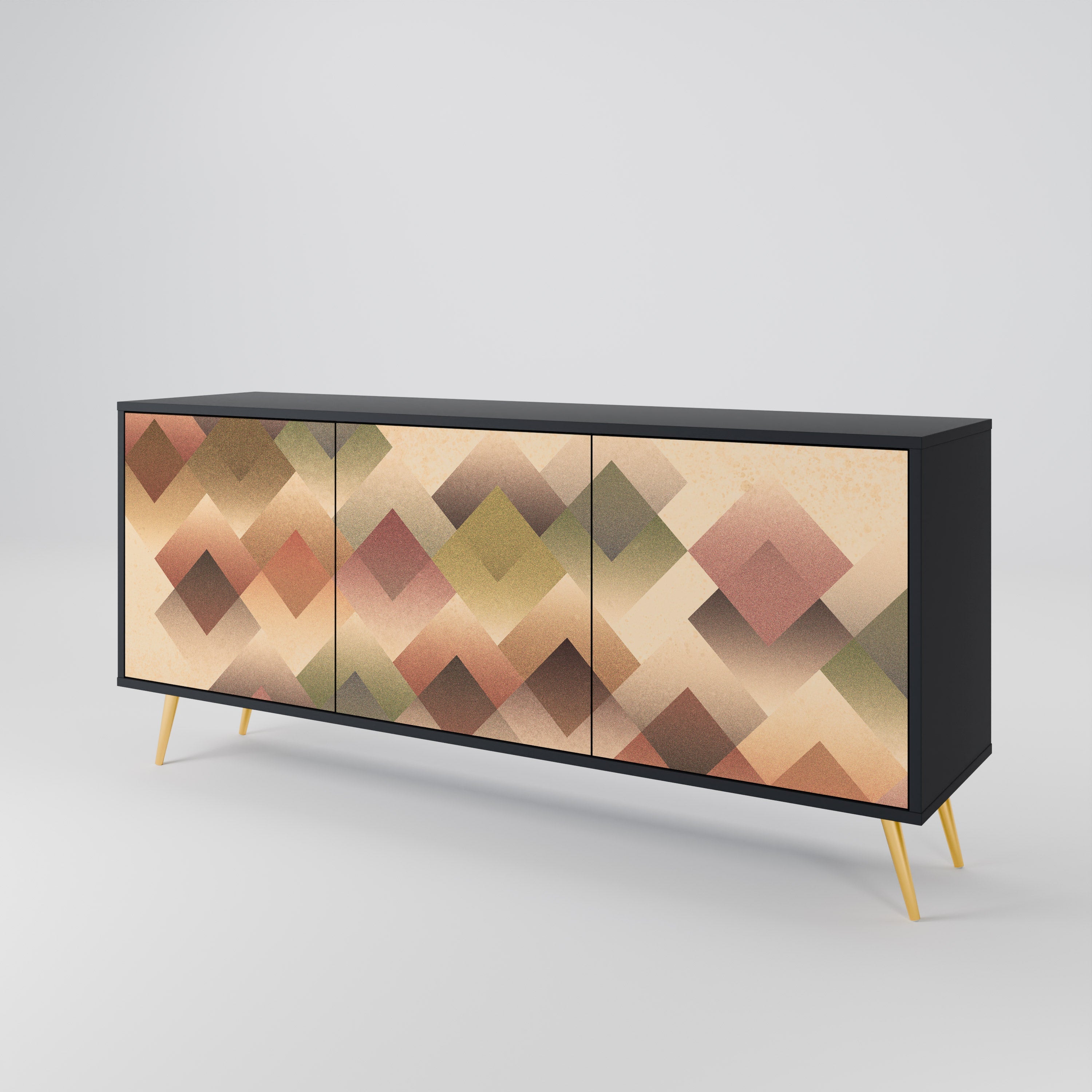 GEOMETRIC FUSION 3-Door Sideboard in Black Finish