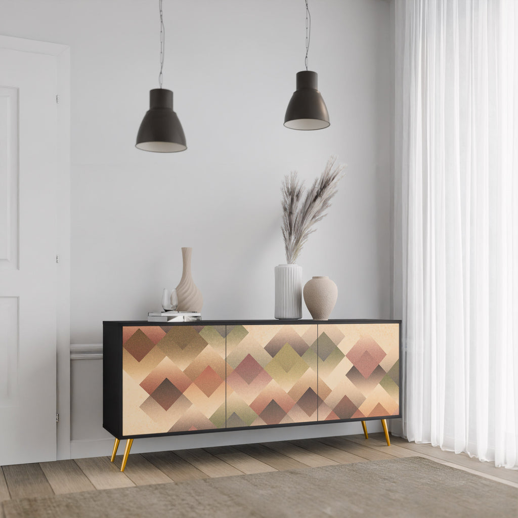 GEOMETRIC FUSION 3-Door Sideboard in Black Finish