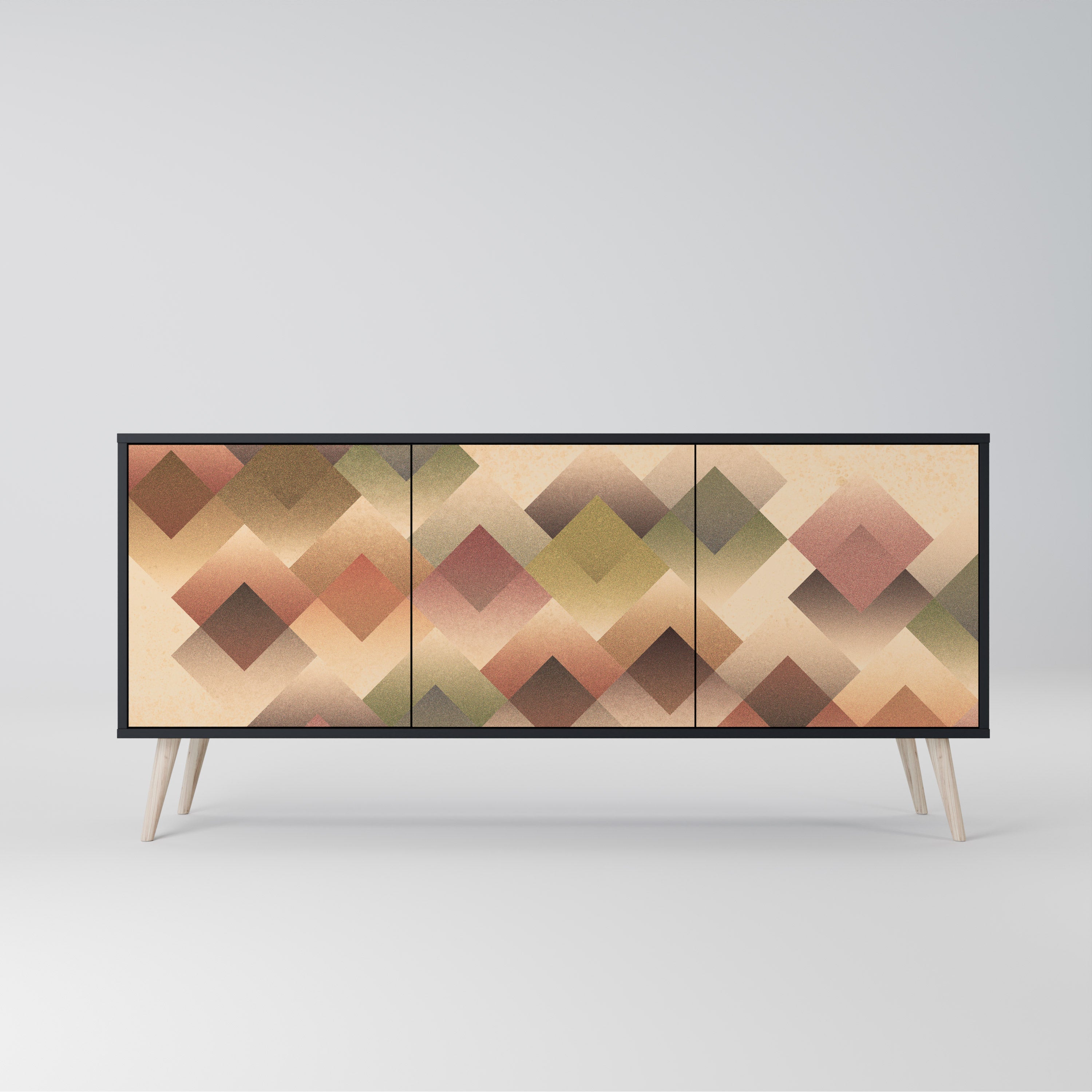 GEOMETRIC FUSION 3-Door Sideboard in Black Finish