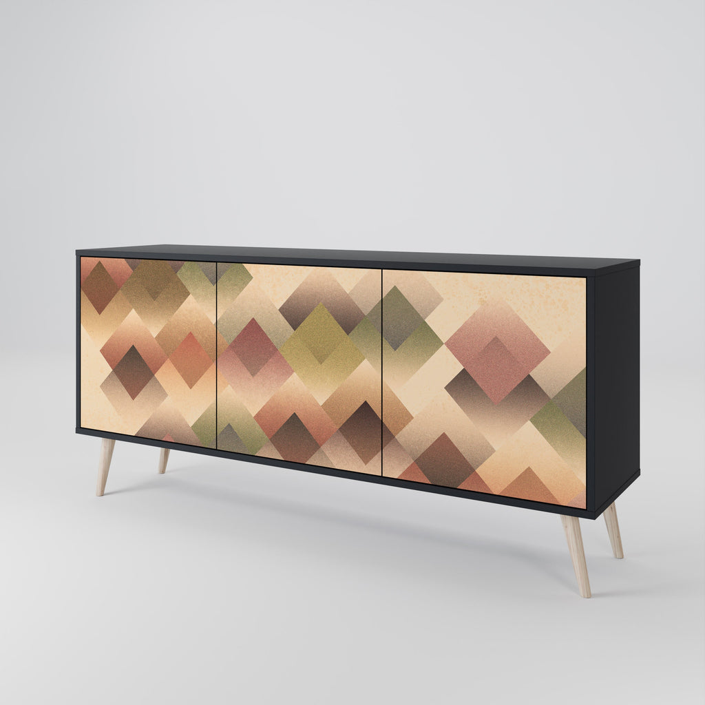 GEOMETRIC FUSION 3-Door Sideboard in Black Finish
