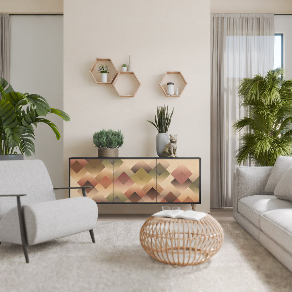 GEOMETRIC FUSION 3-Door Sideboard in Black Finish