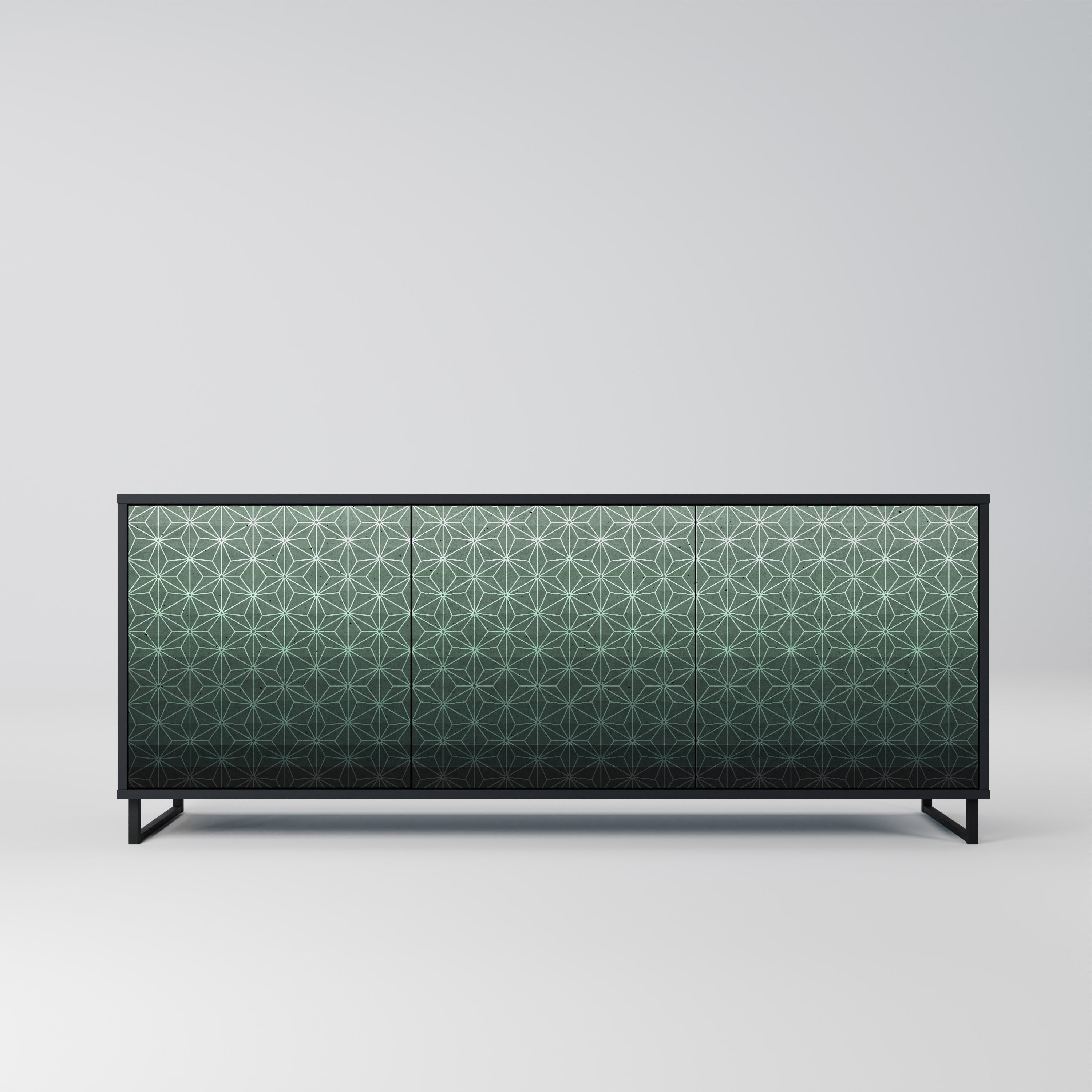 ORNAMENTAL GLIMMER 3-Door Sideboard in Black Finish