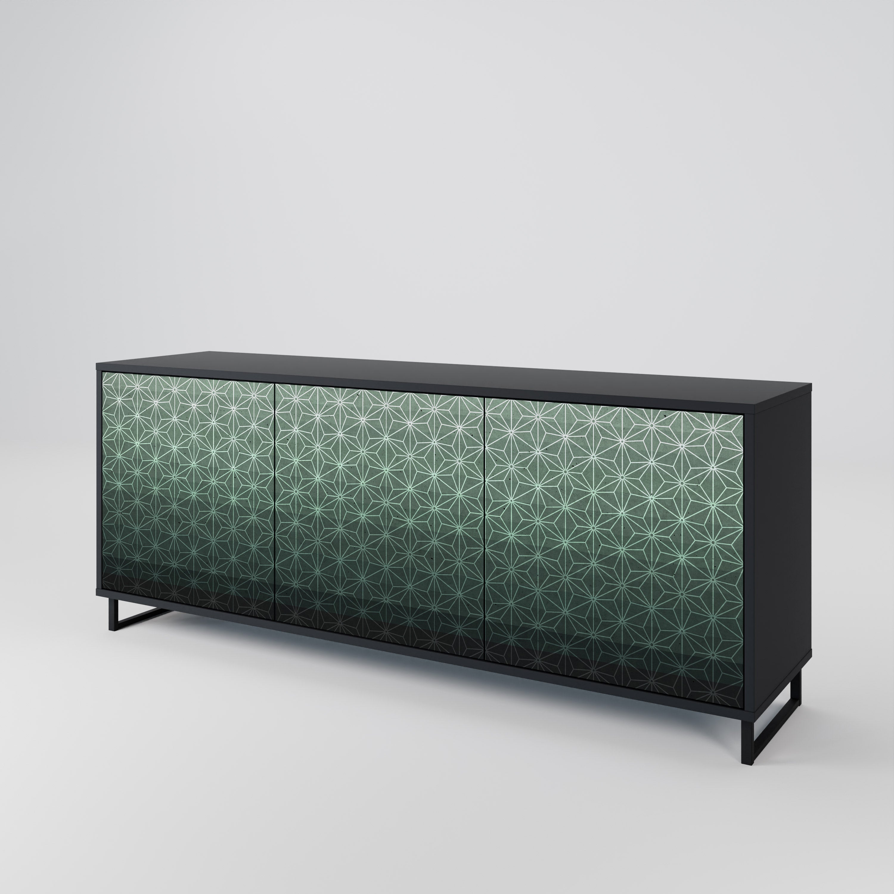 ORNAMENTAL GLIMMER 3-Door Sideboard in Black Finish