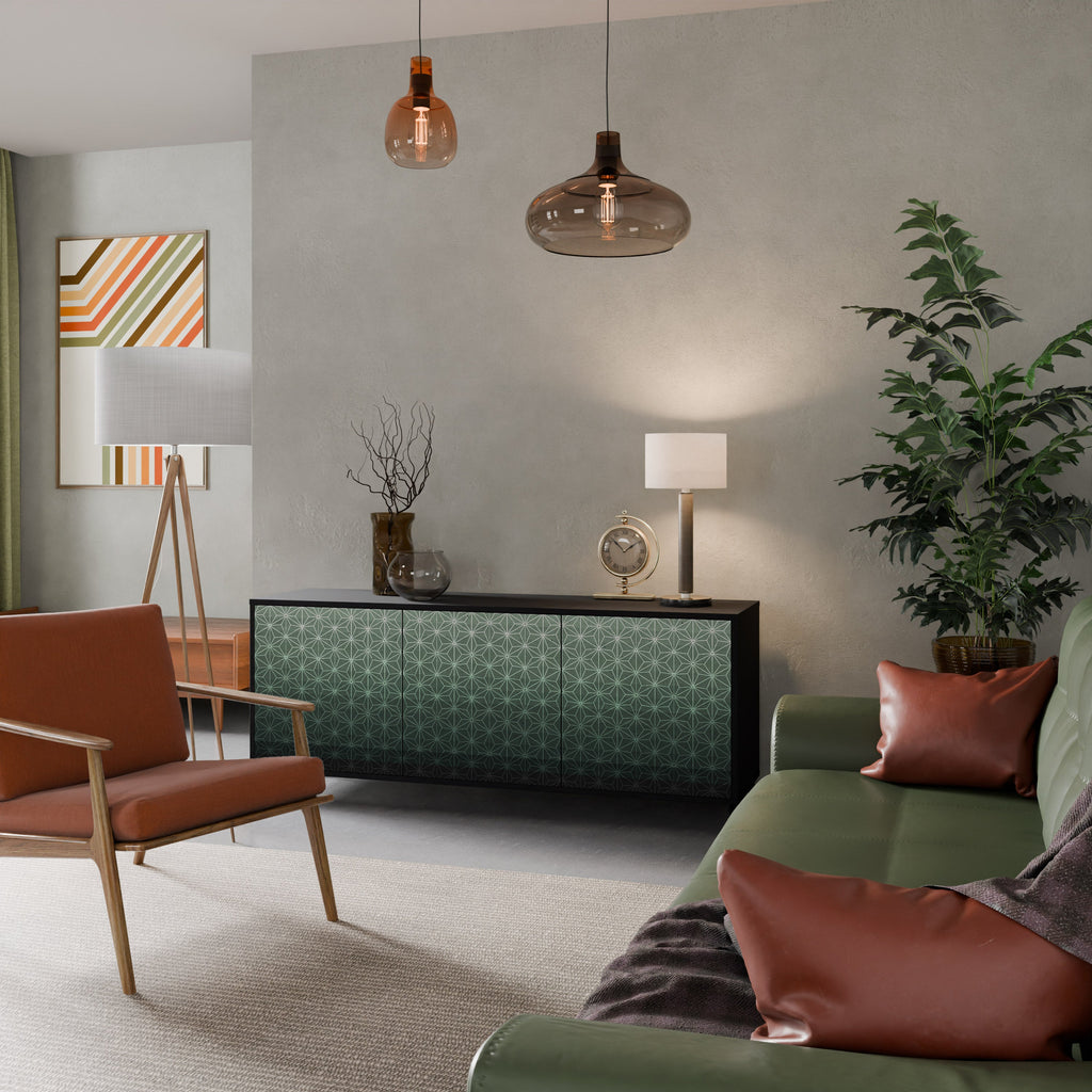 ORNAMENTAL GLIMMER 3-Door Sideboard in Black Finish