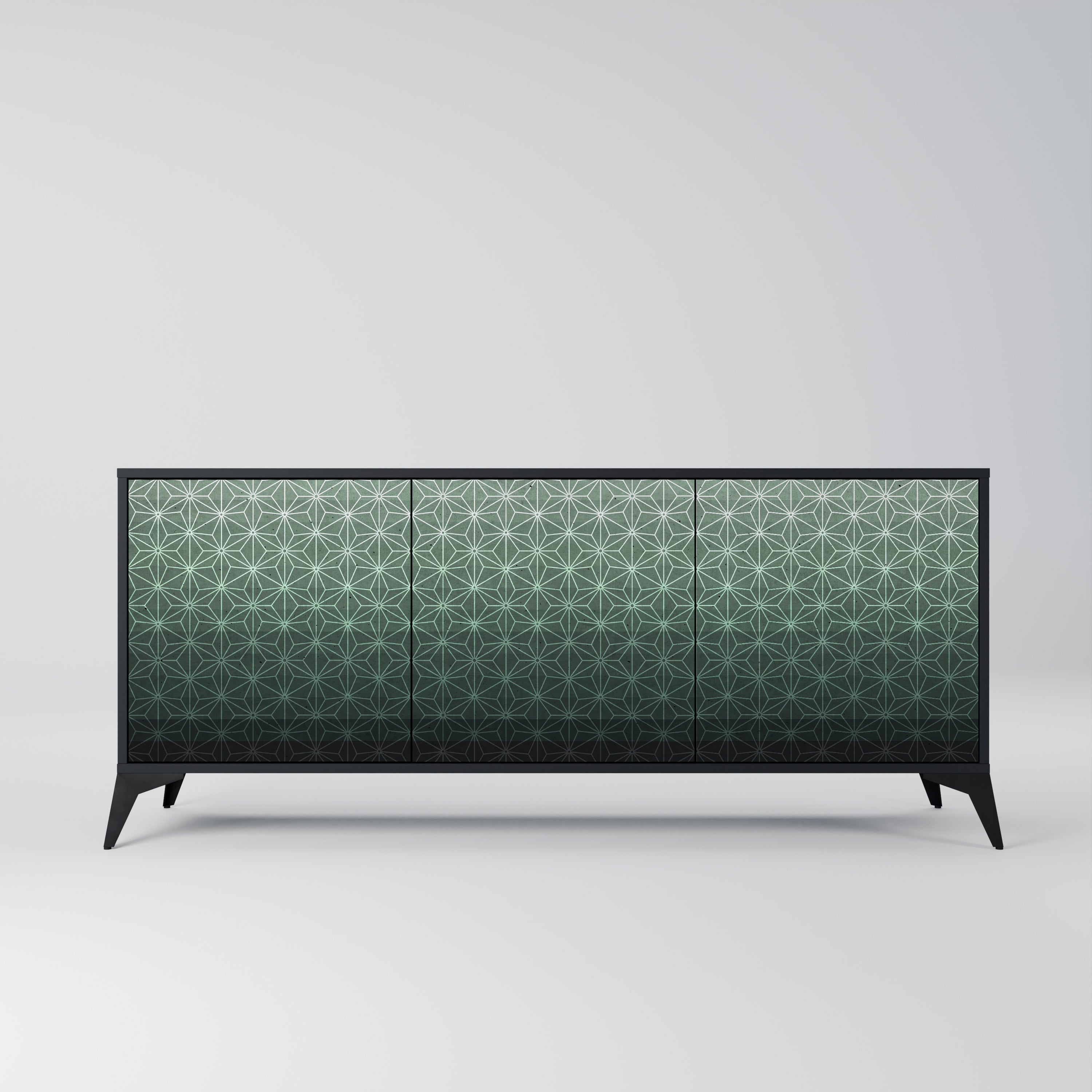 ORNAMENTAL GLIMMER 3-Door Sideboard in Black Finish