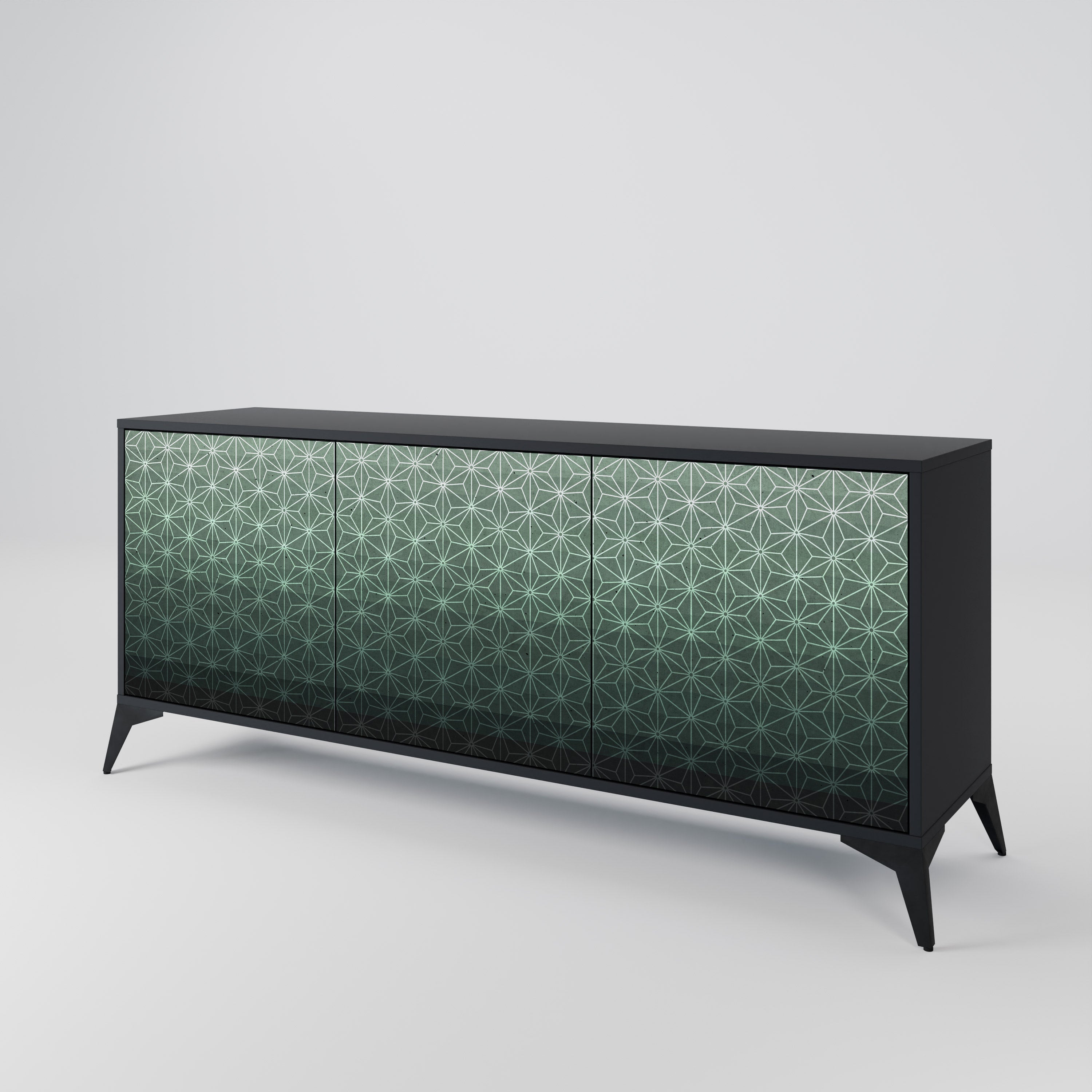 ORNAMENTAL GLIMMER 3-Door Sideboard in Black Finish