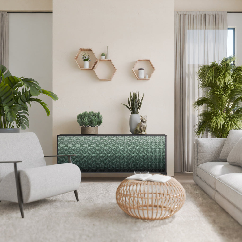 ORNAMENTAL GLIMMER 3-Door Sideboard in Black Finish