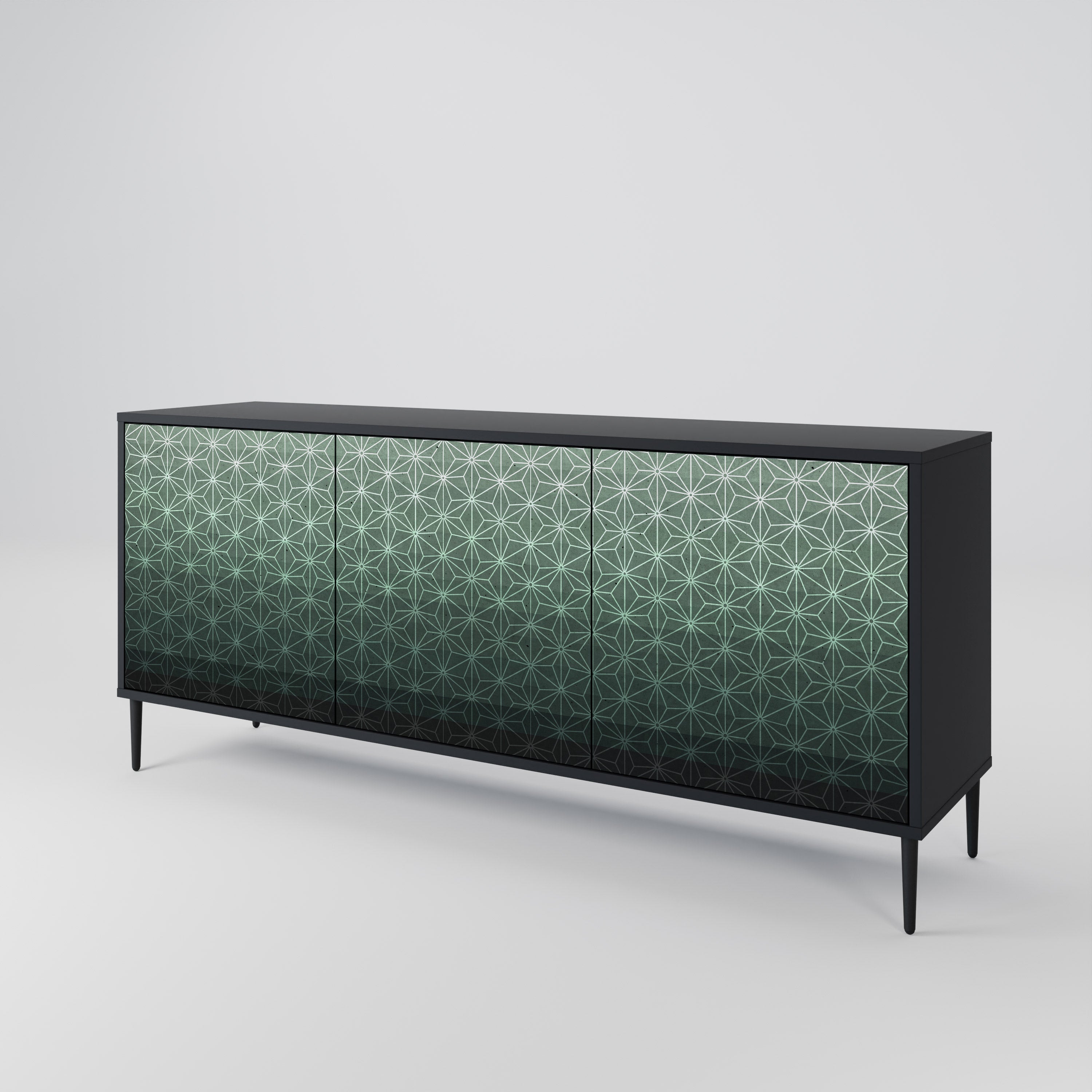 ORNAMENTAL GLIMMER 3-Door Sideboard in Black Finish