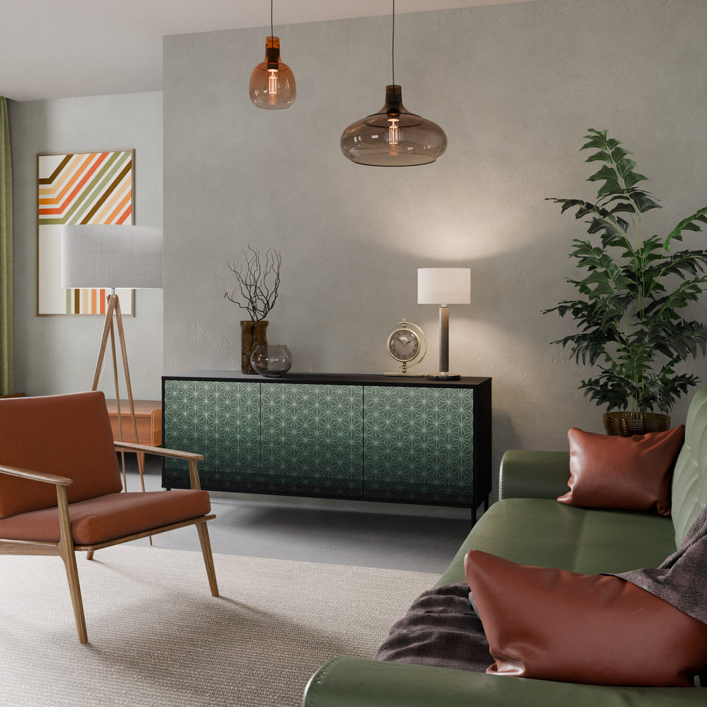 ORNAMENTAL GLIMMER 3-Door Sideboard in Black Finish