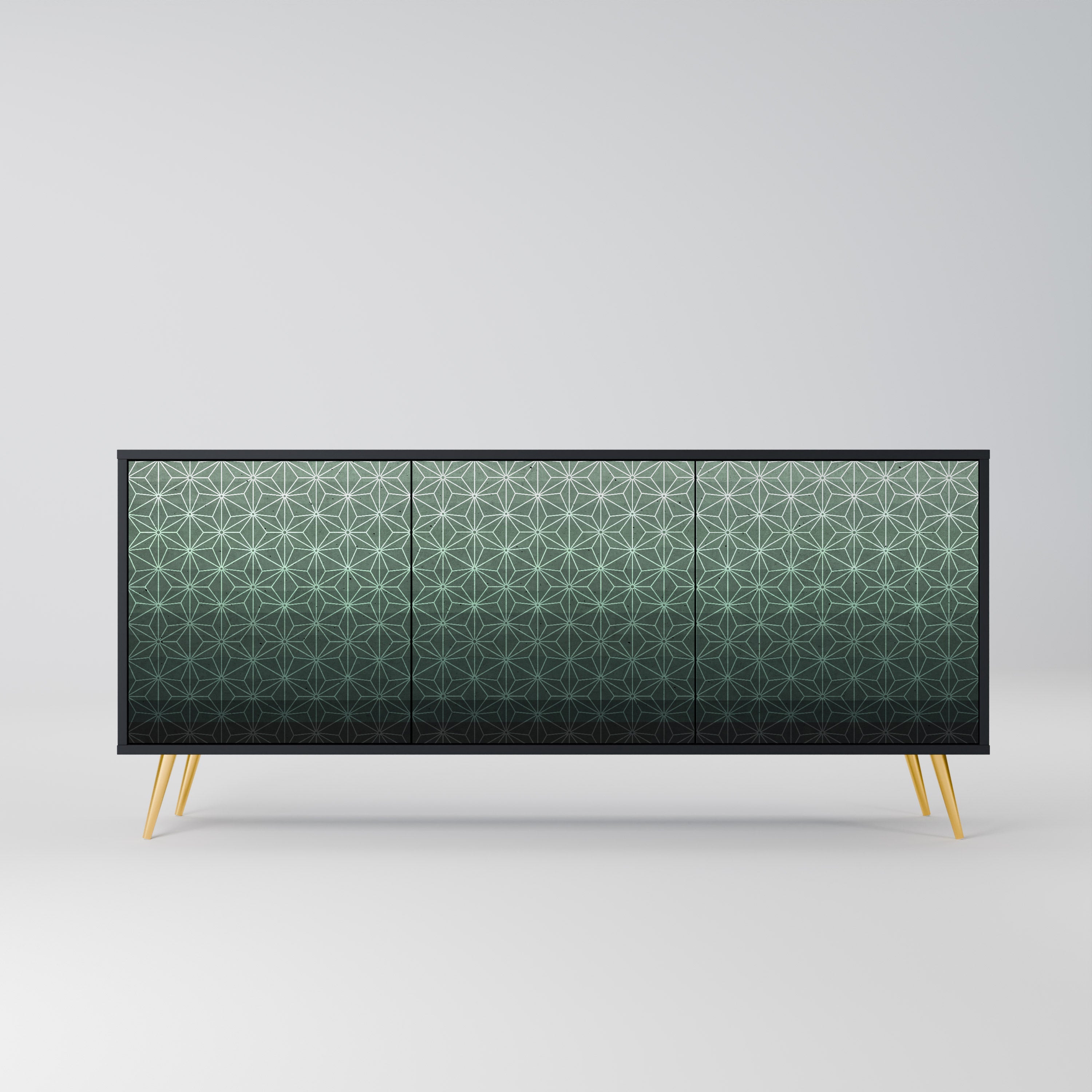 ORNAMENTAL GLIMMER 3-Door Sideboard in Black Finish