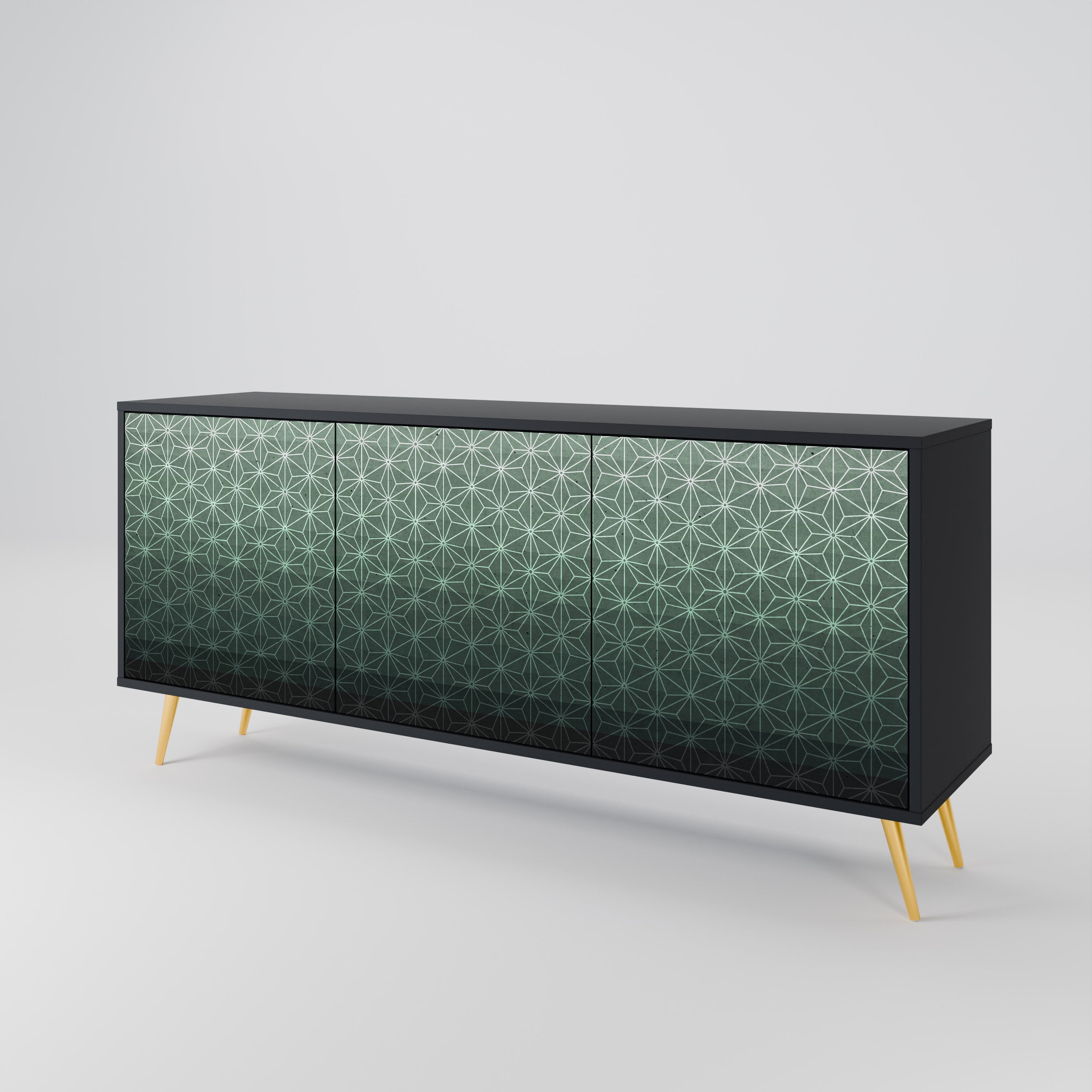 ORNAMENTAL GLIMMER 3-Door Sideboard in Black Finish