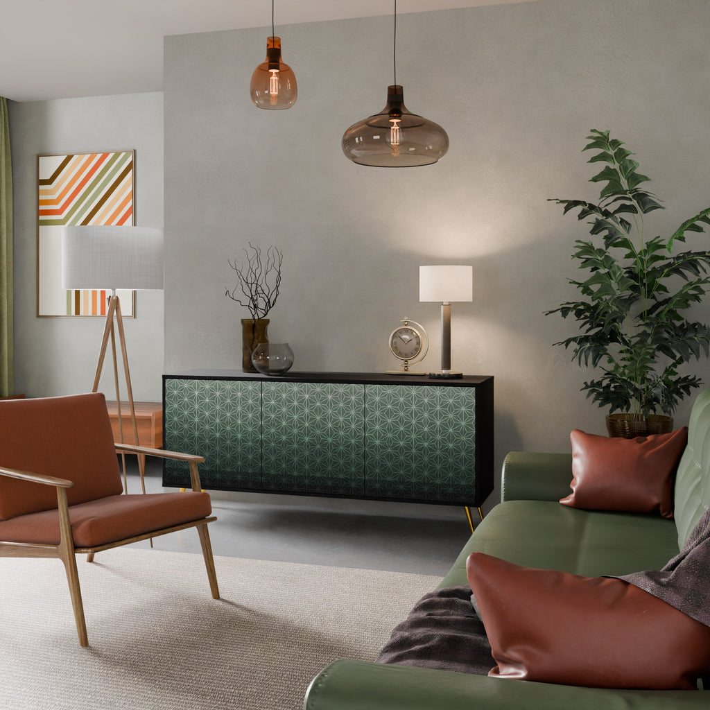 ORNAMENTAL GLIMMER 3-Door Sideboard in Black Finish