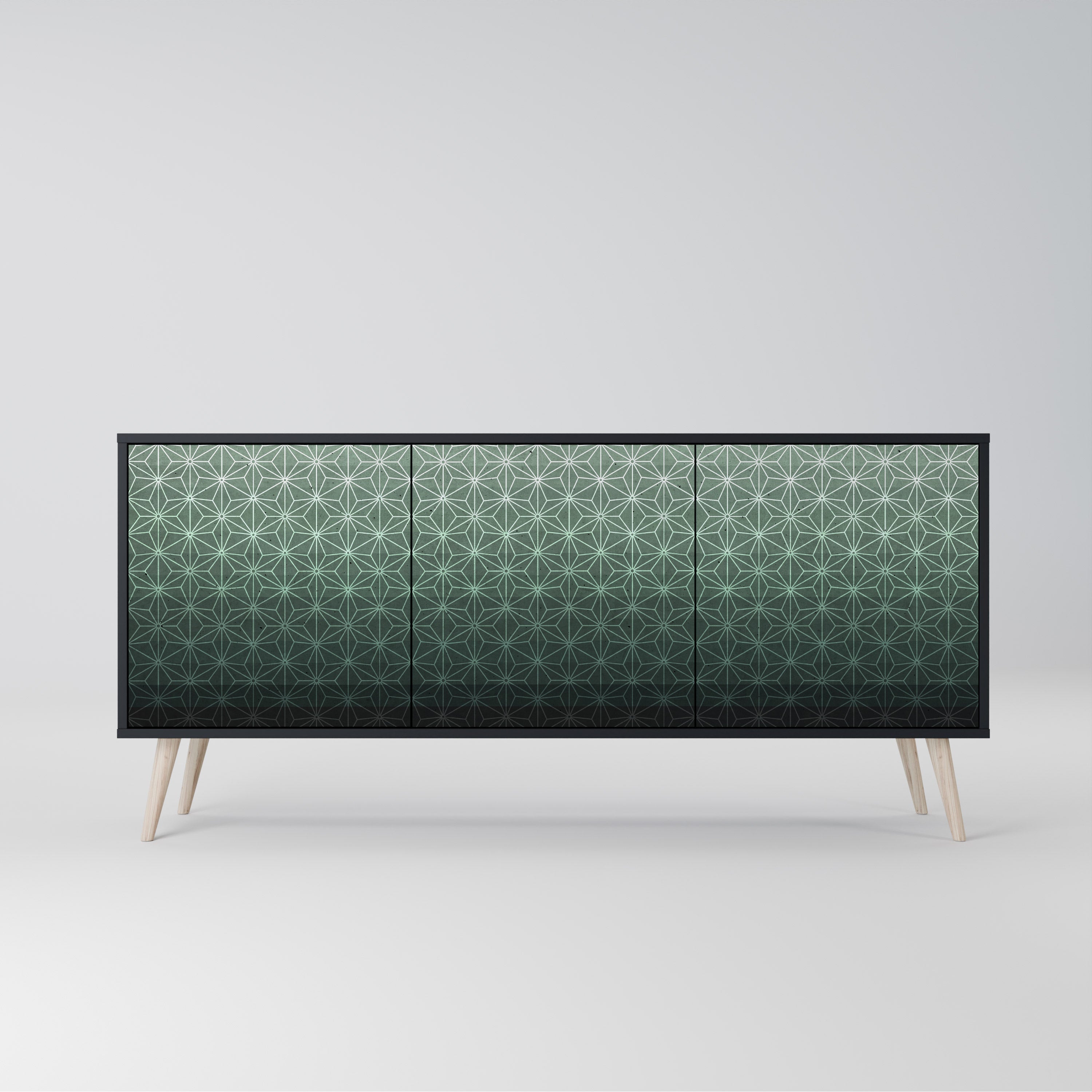 ORNAMENTAL GLIMMER 3-Door Sideboard in Black Finish