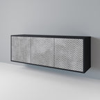 CONCRETE ZIG ZAG 3-Door Sideboard in Black Finish