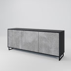 CONCRETE ZIG ZAG 3-Door Sideboard in Black Finish