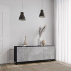 CONCRETE ZIG ZAG 3-Door Sideboard in Black Finish