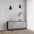 CONCRETE ZIG ZAG 3-Door Sideboard in Black Finish